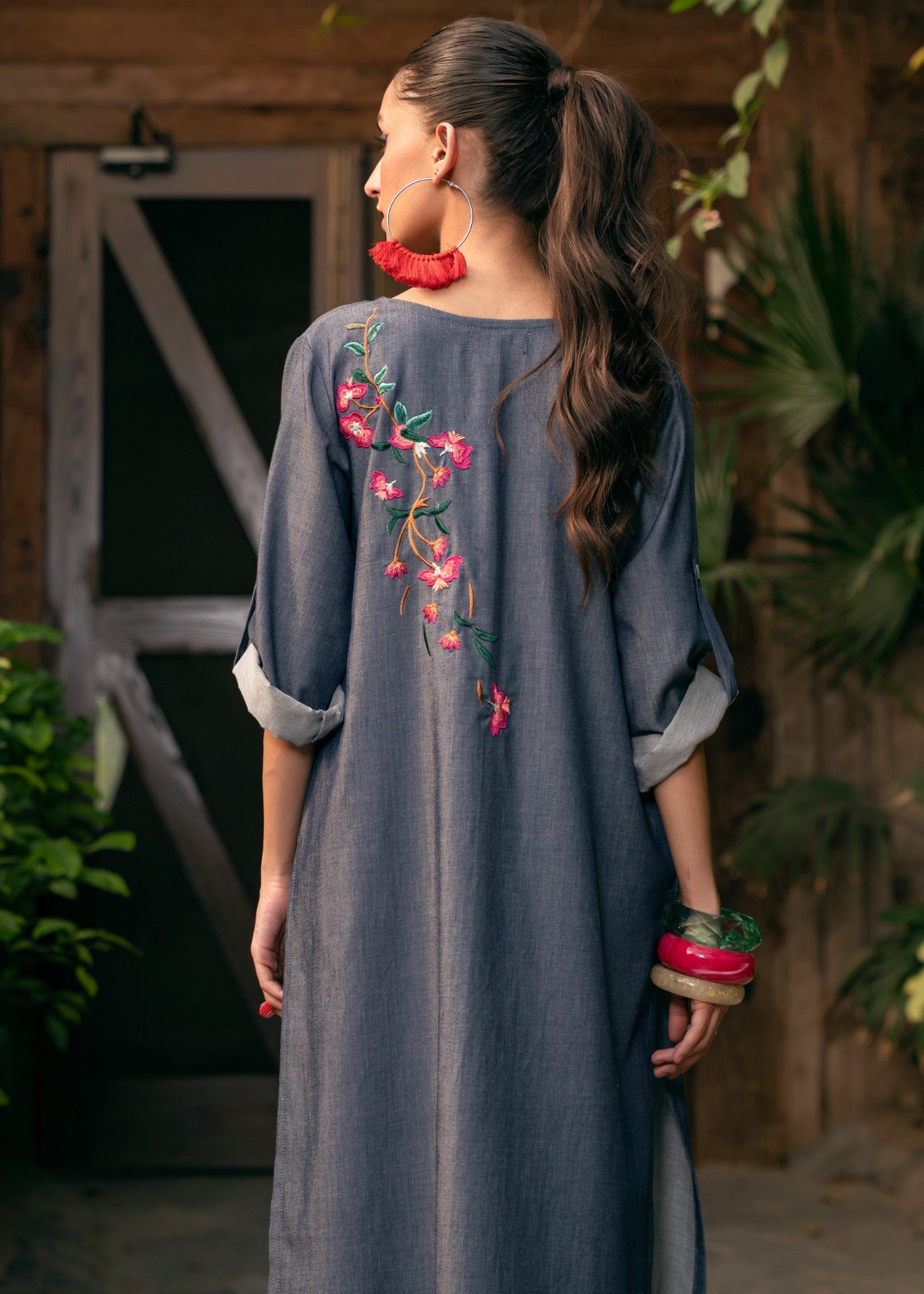 cotton Kurti in Slate grey