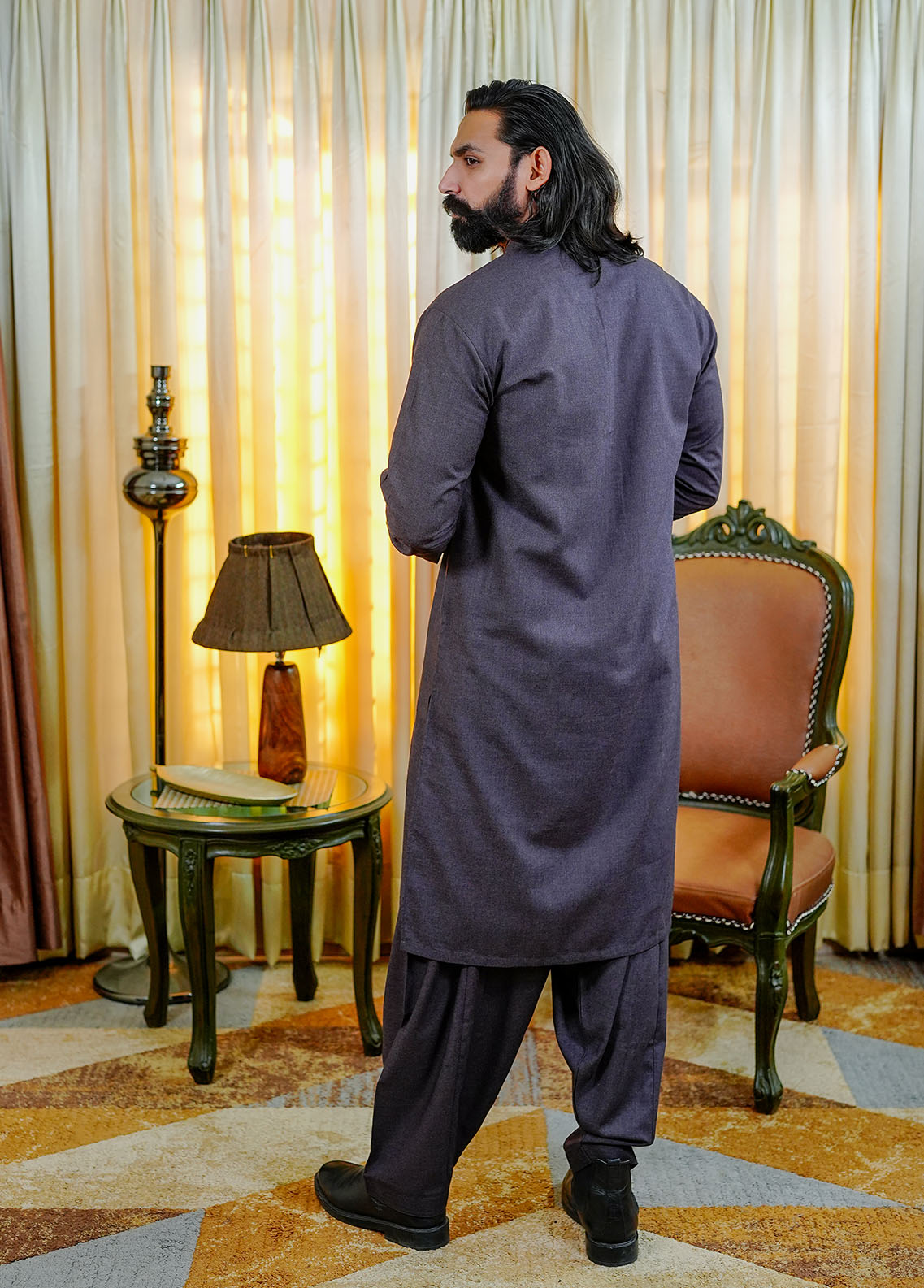 acrylic wool Shalwar Kameez in Purple heart by Real Image Clothing