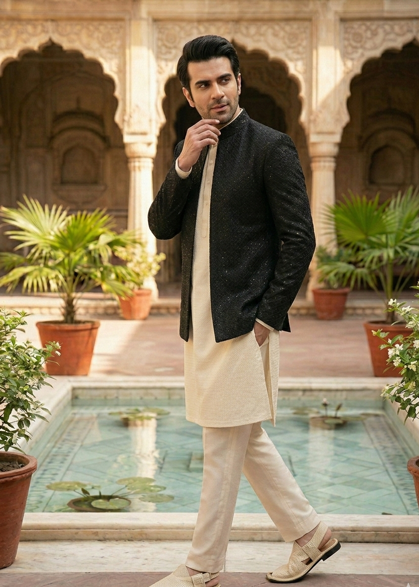 silk Prince Coat in Black