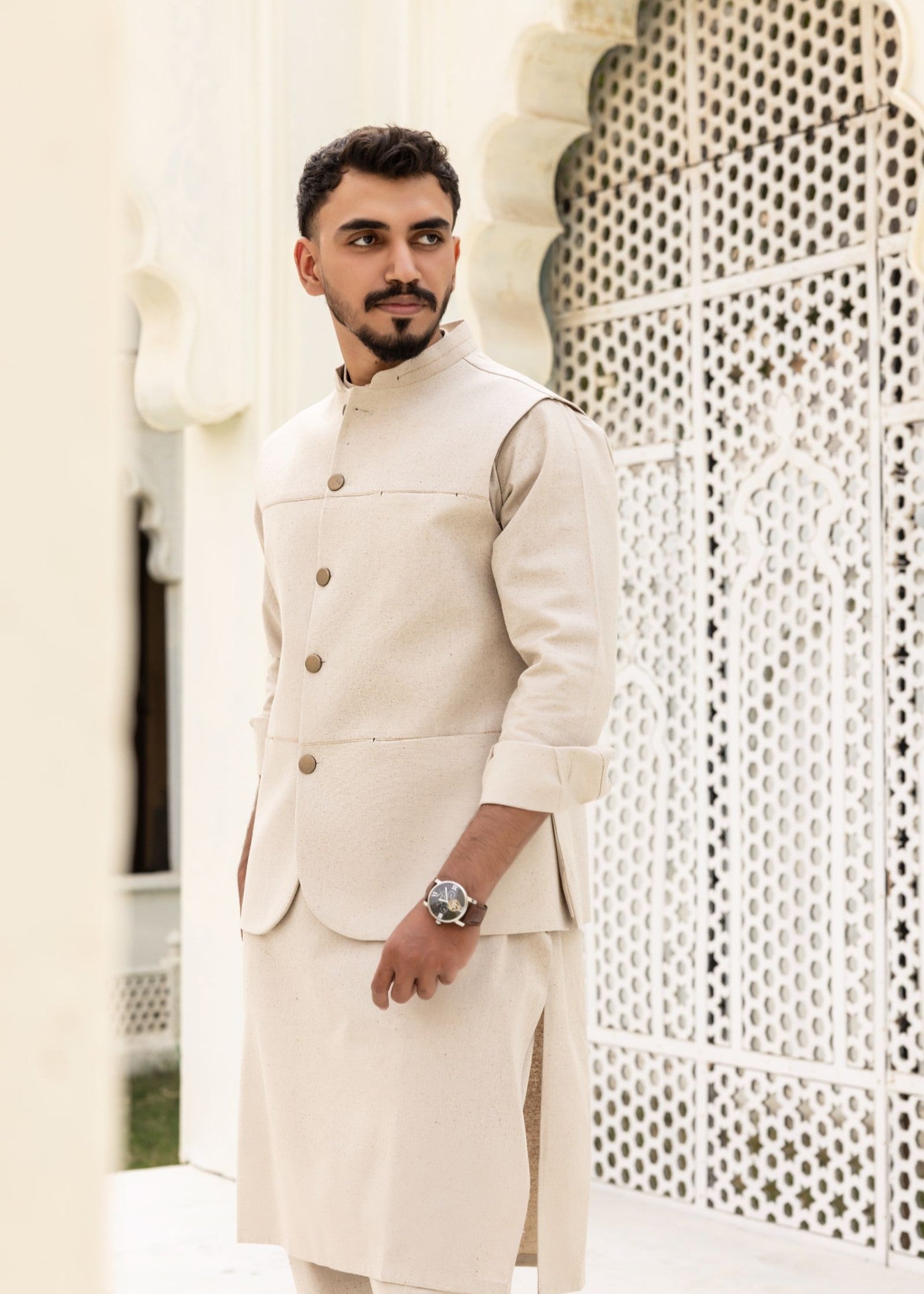karandi Waistcoat in Ivory