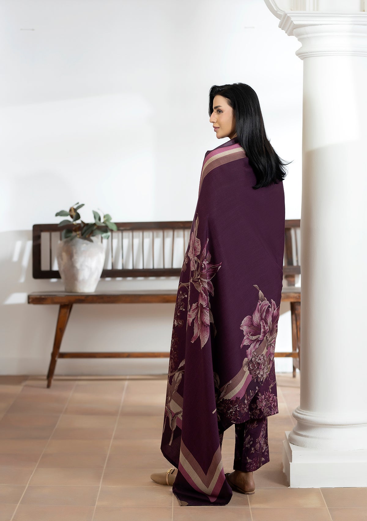 dhanak Kurta Set in Wine red