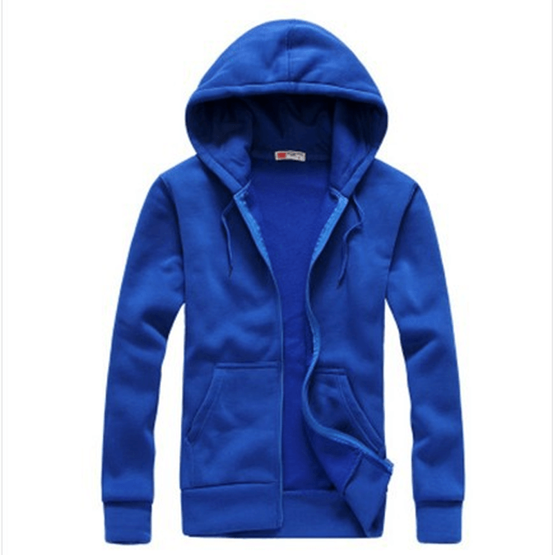 Casual Fashion Sports Sweater Couple Zipper Hooded Youth Solid Color Sweater