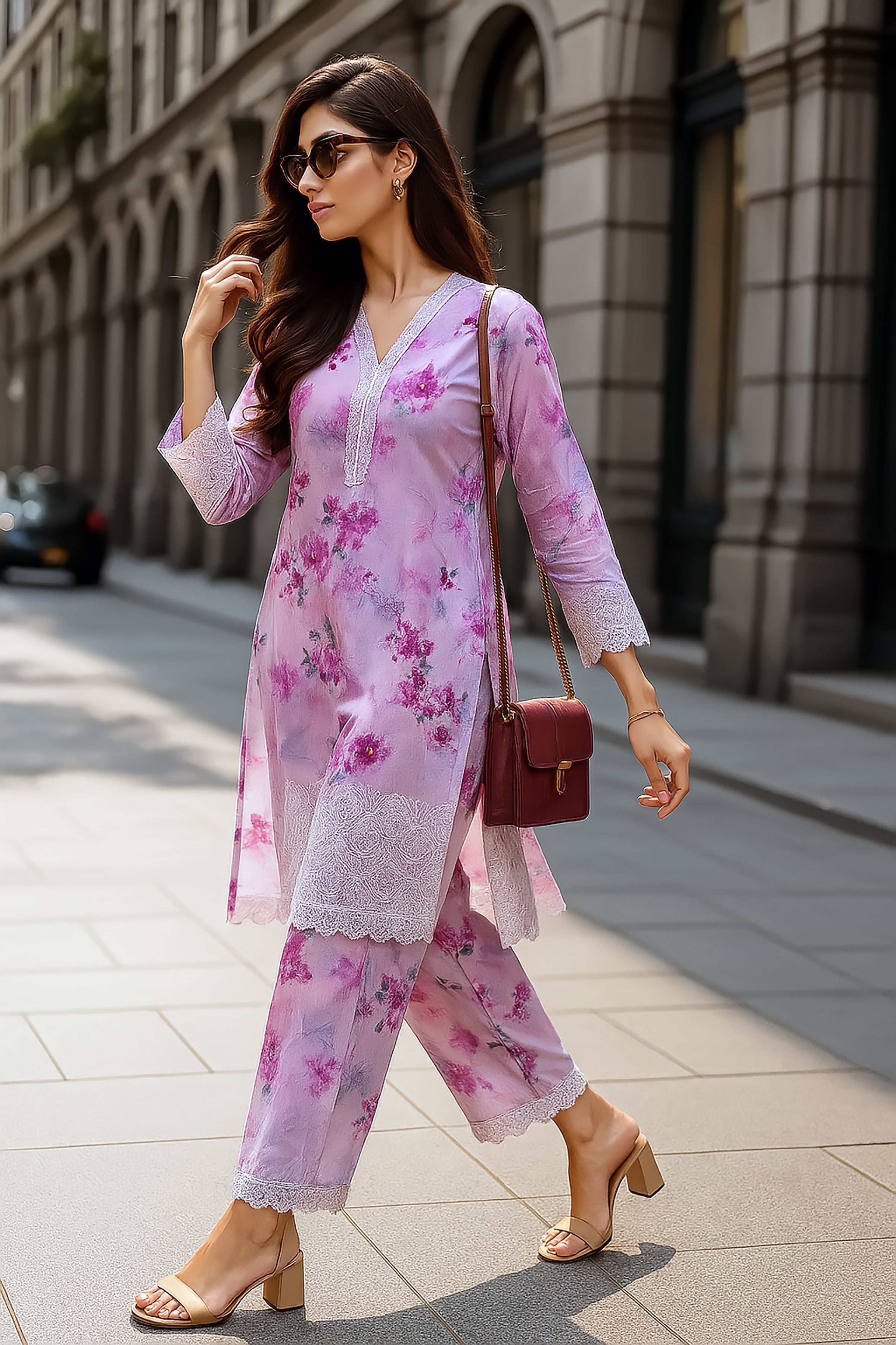 cambric Co Ord Sets in Electric purple