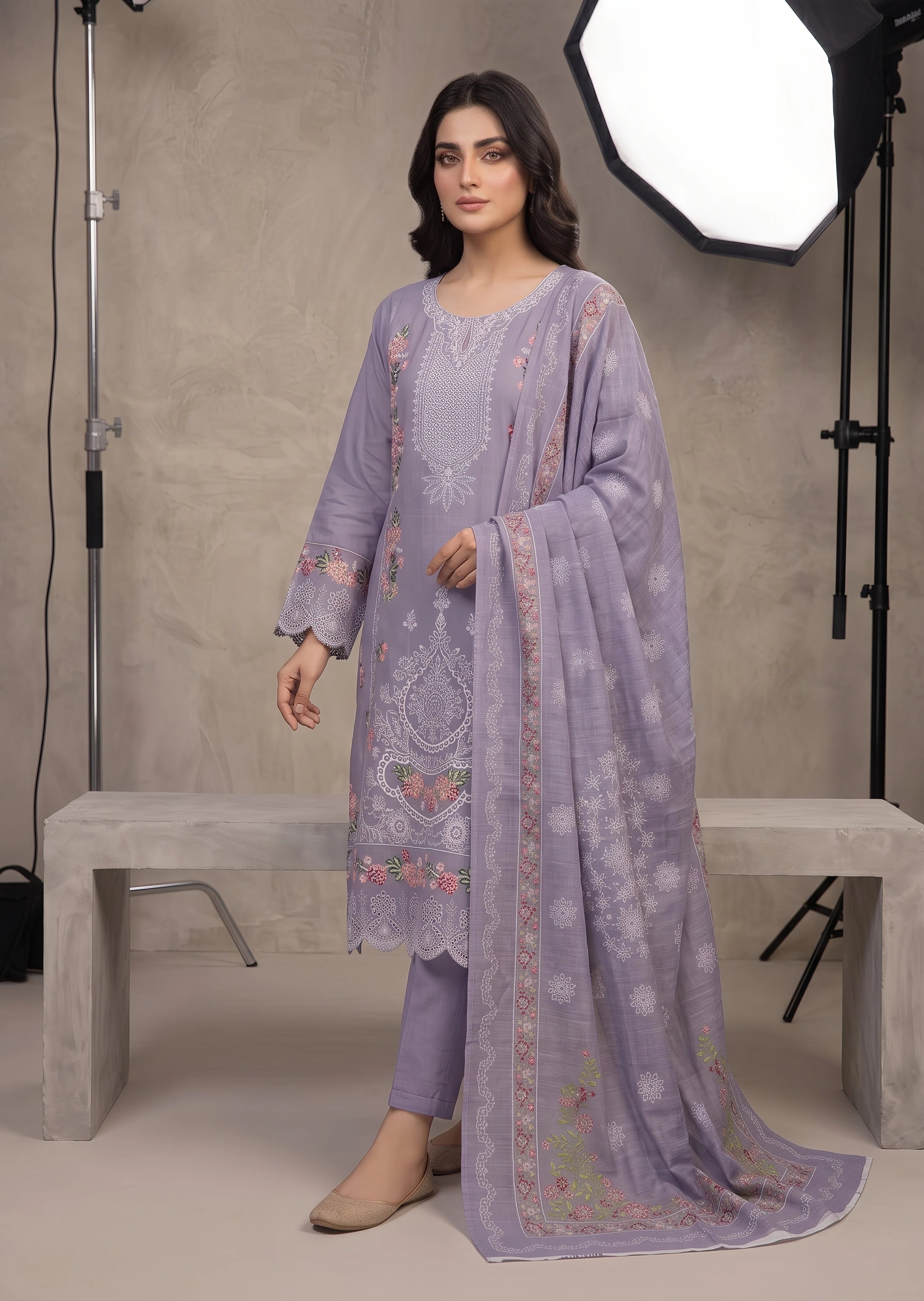 cotton linen Kurta Set in Purple mountain majesty