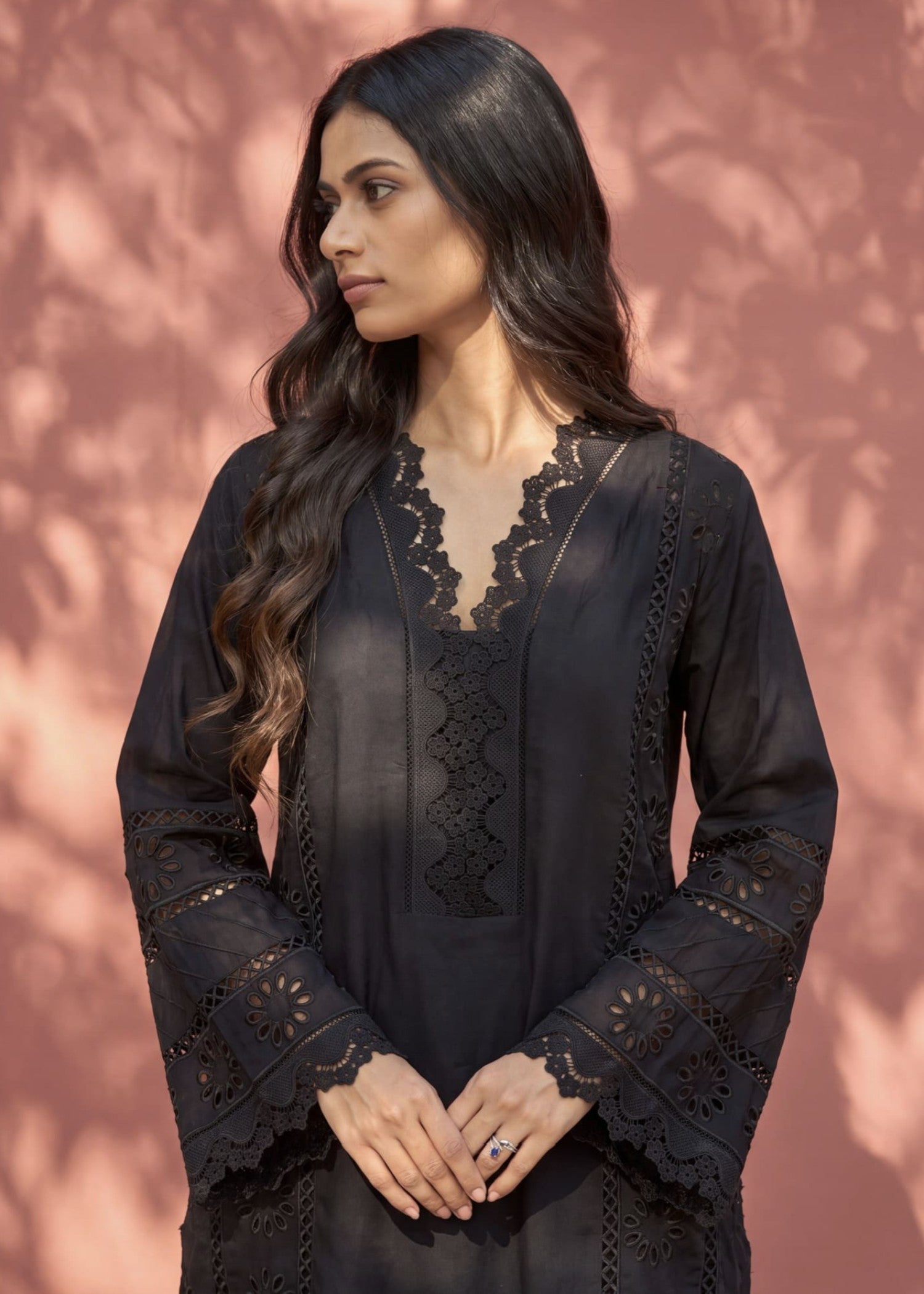 lawn Sharara in Black