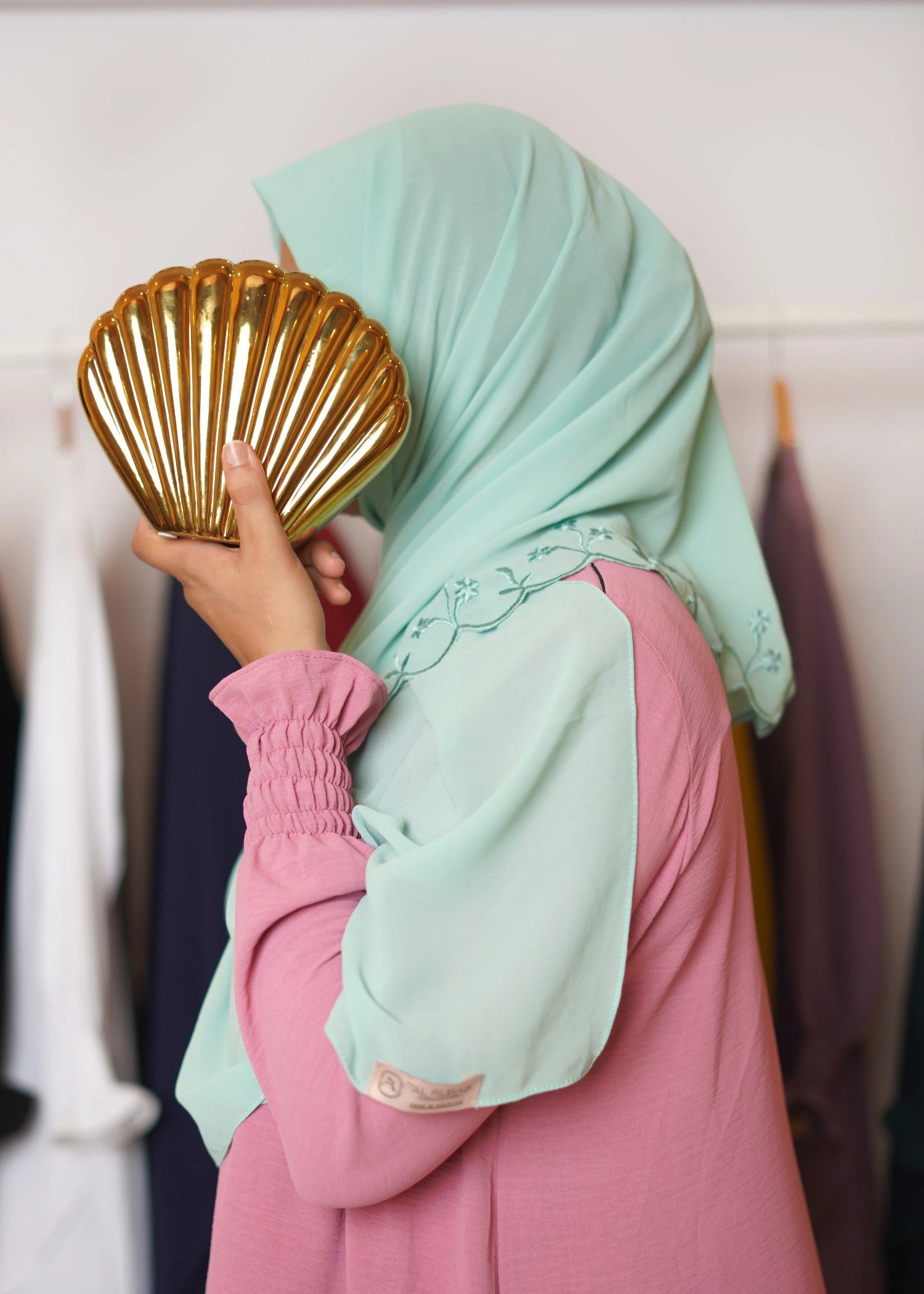 polyester Abaya in Pink