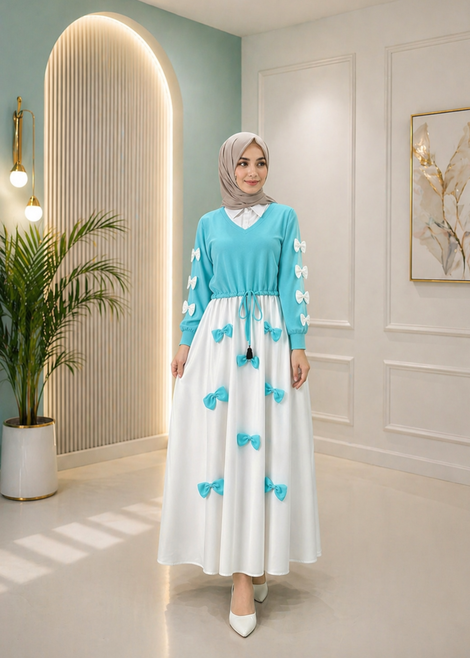 grip Maxi in White, aquamarine