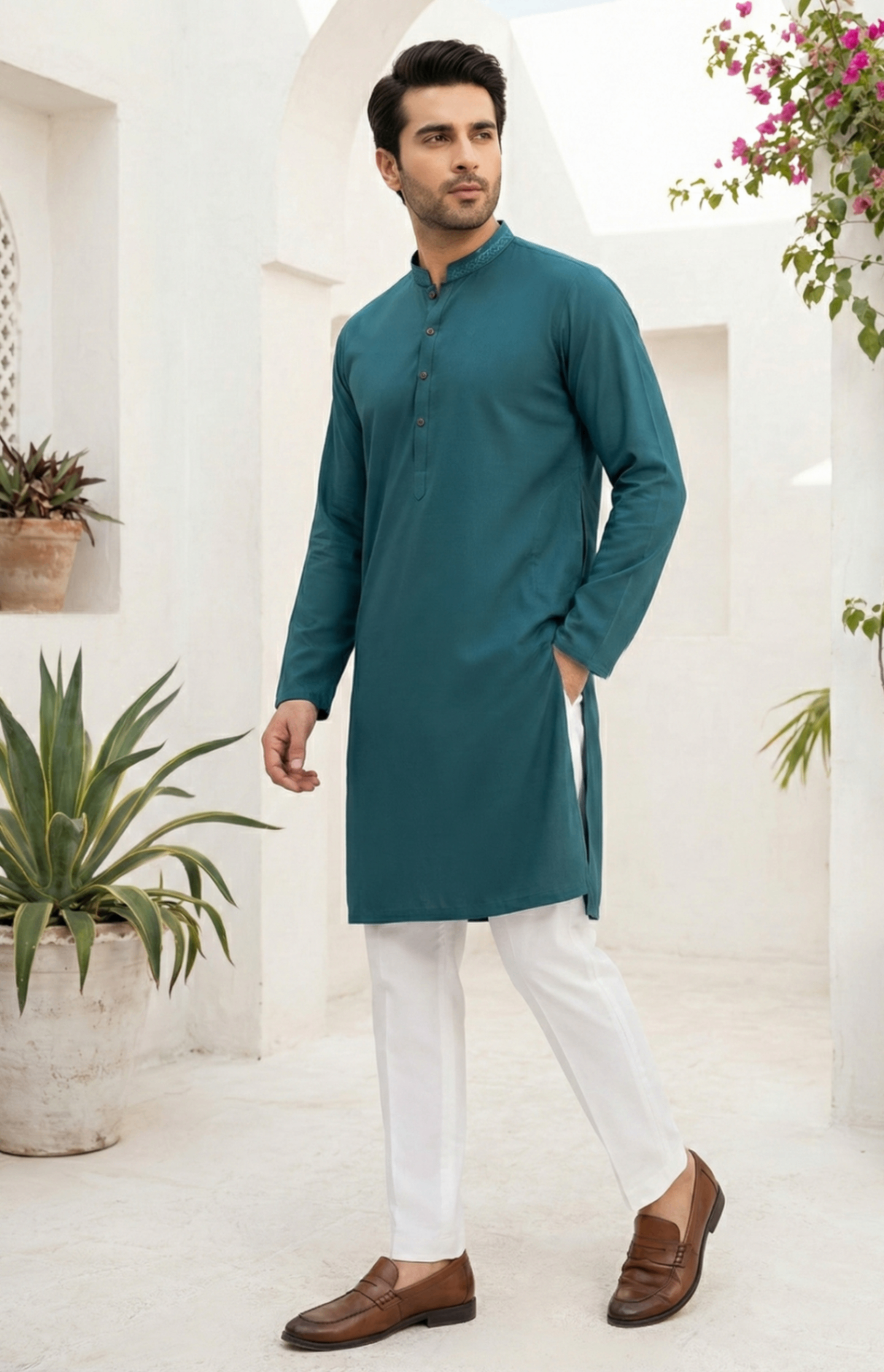 wash & wear Kurta in Green