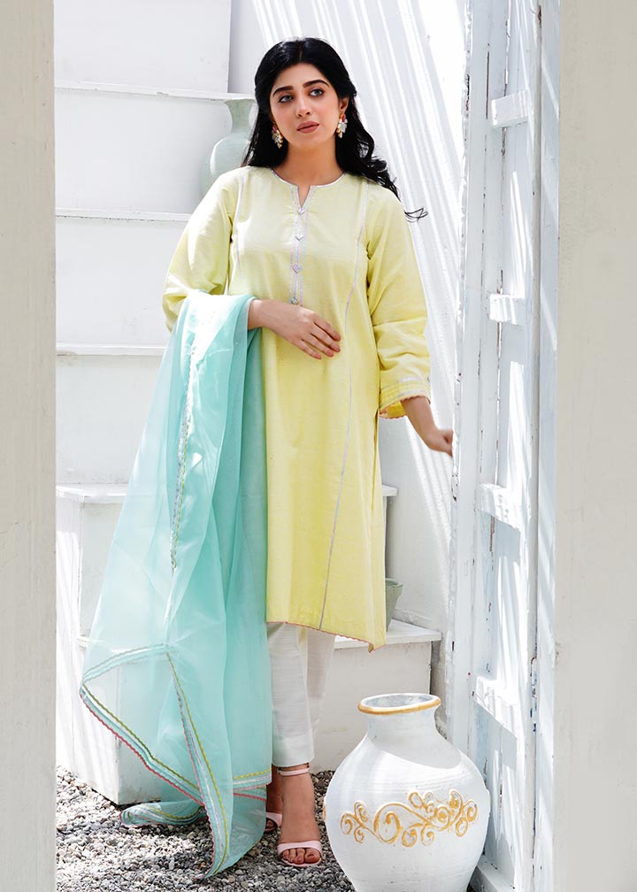 cotton silk Kurti in Butter