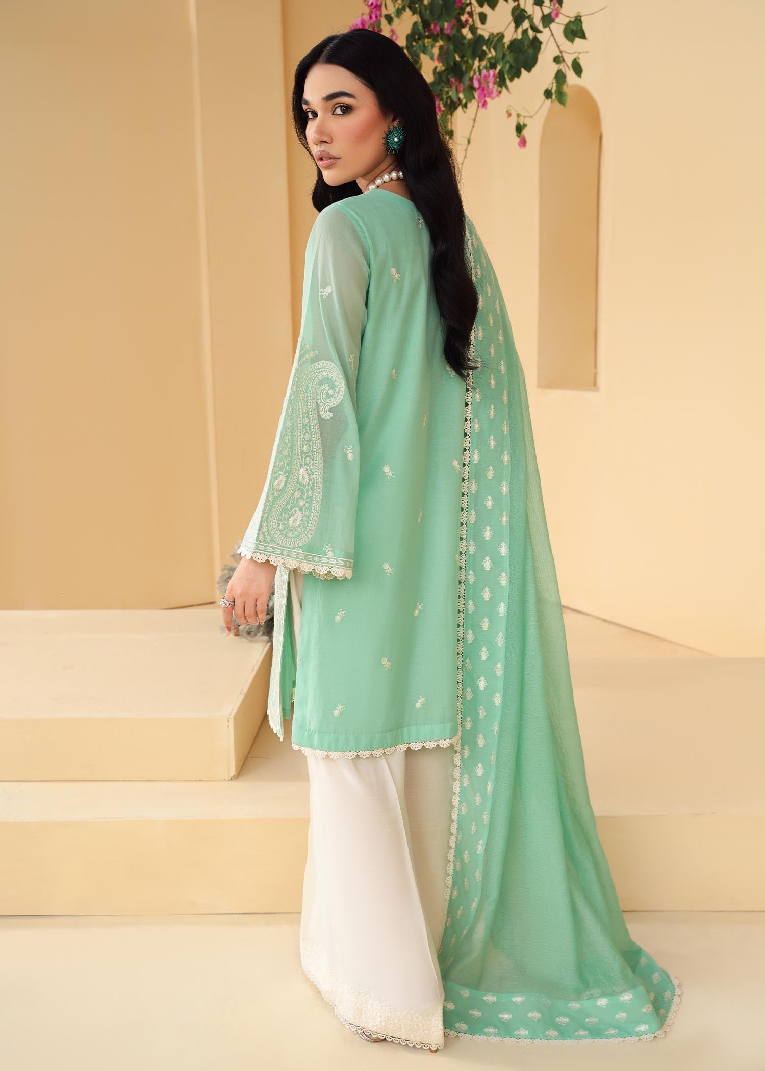 cotton net Kurta Set in Green