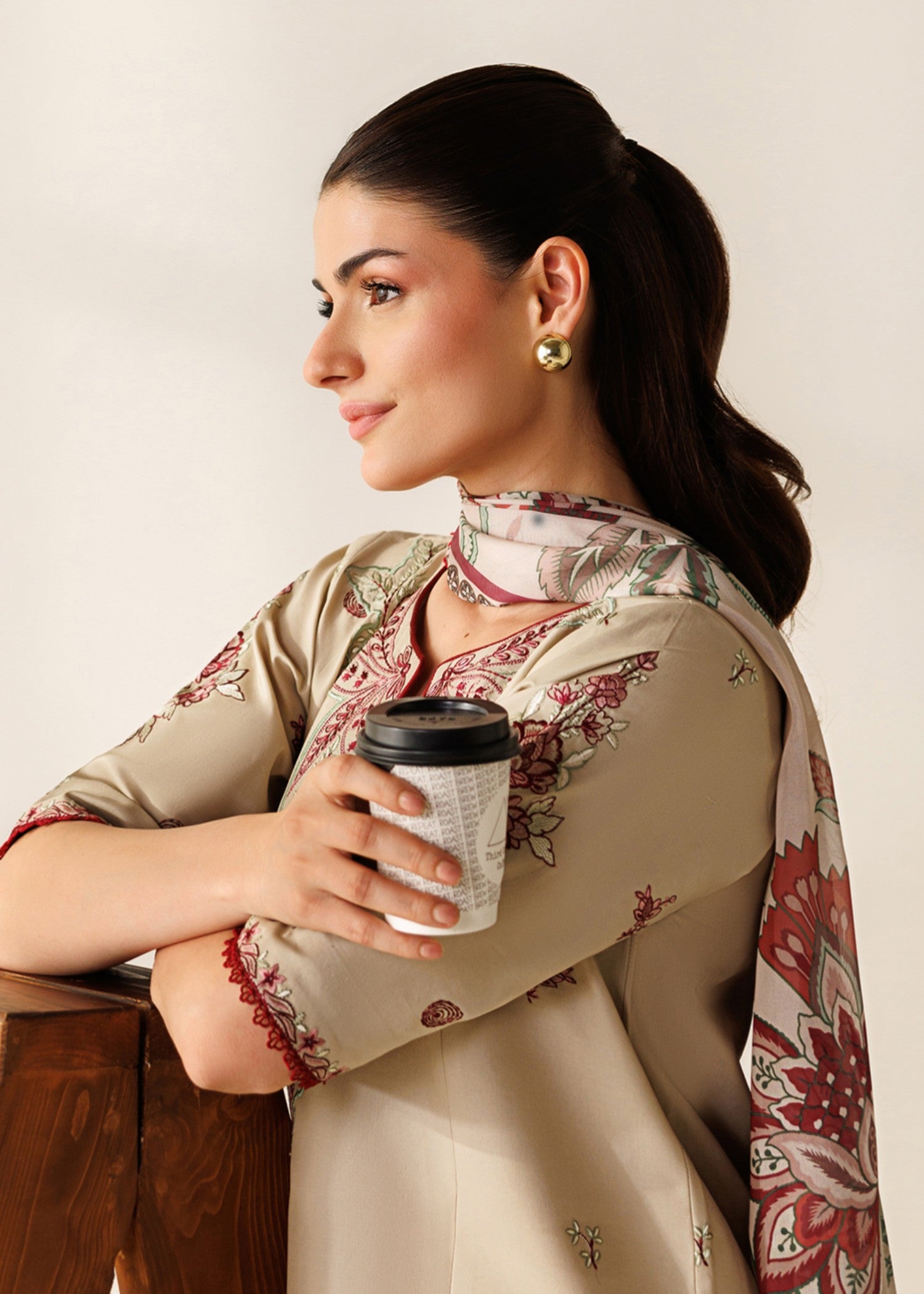 karandi Kurta Set in Beige