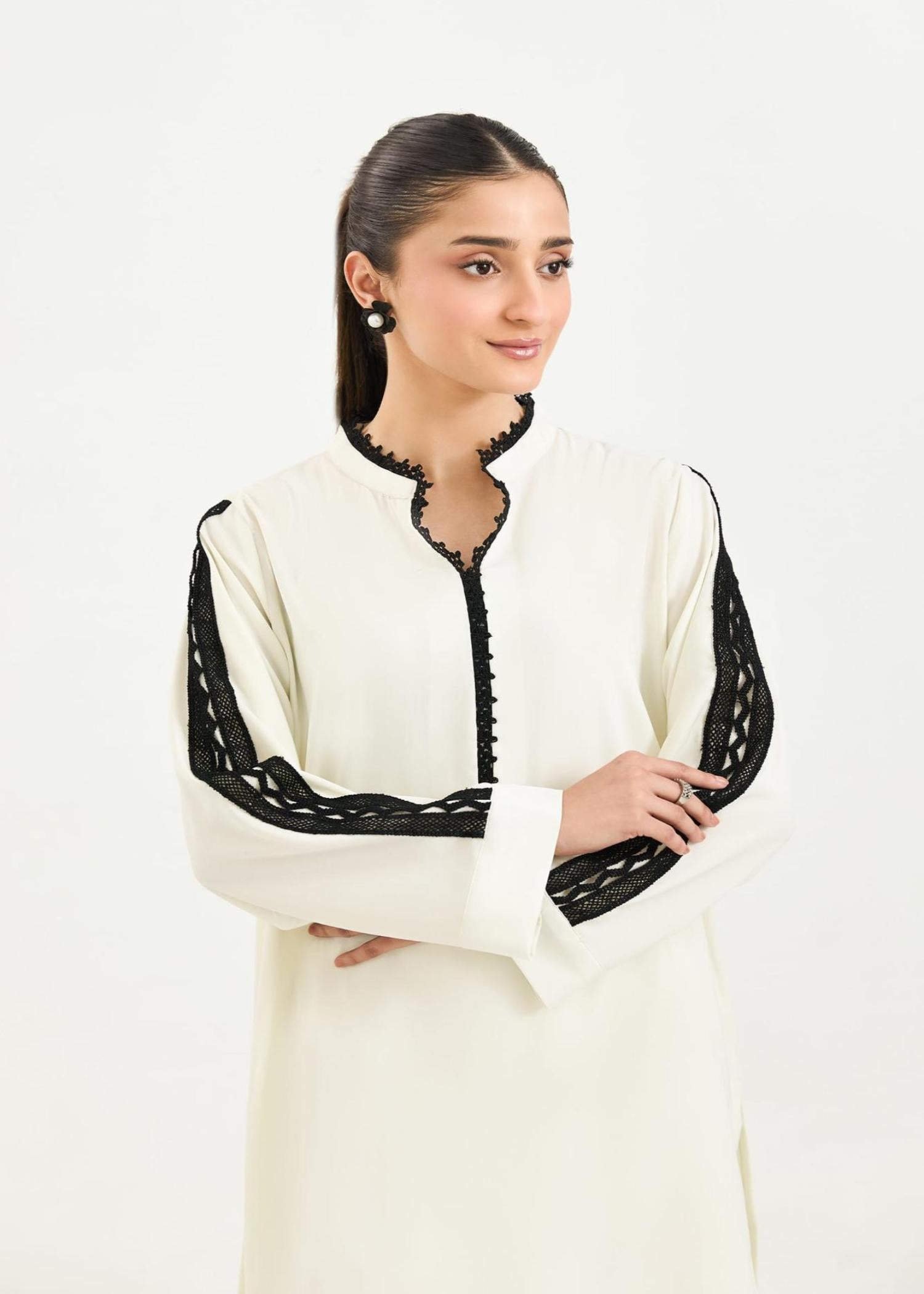 polycotton Kurta Set in Off-white