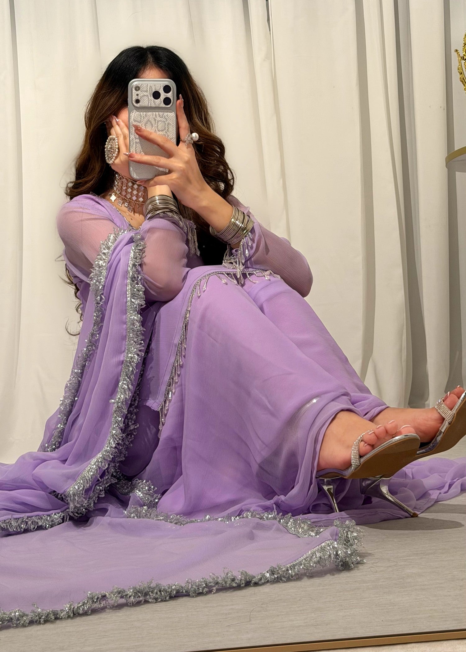 bemberg crinkle chiffon Sharara in Mauve