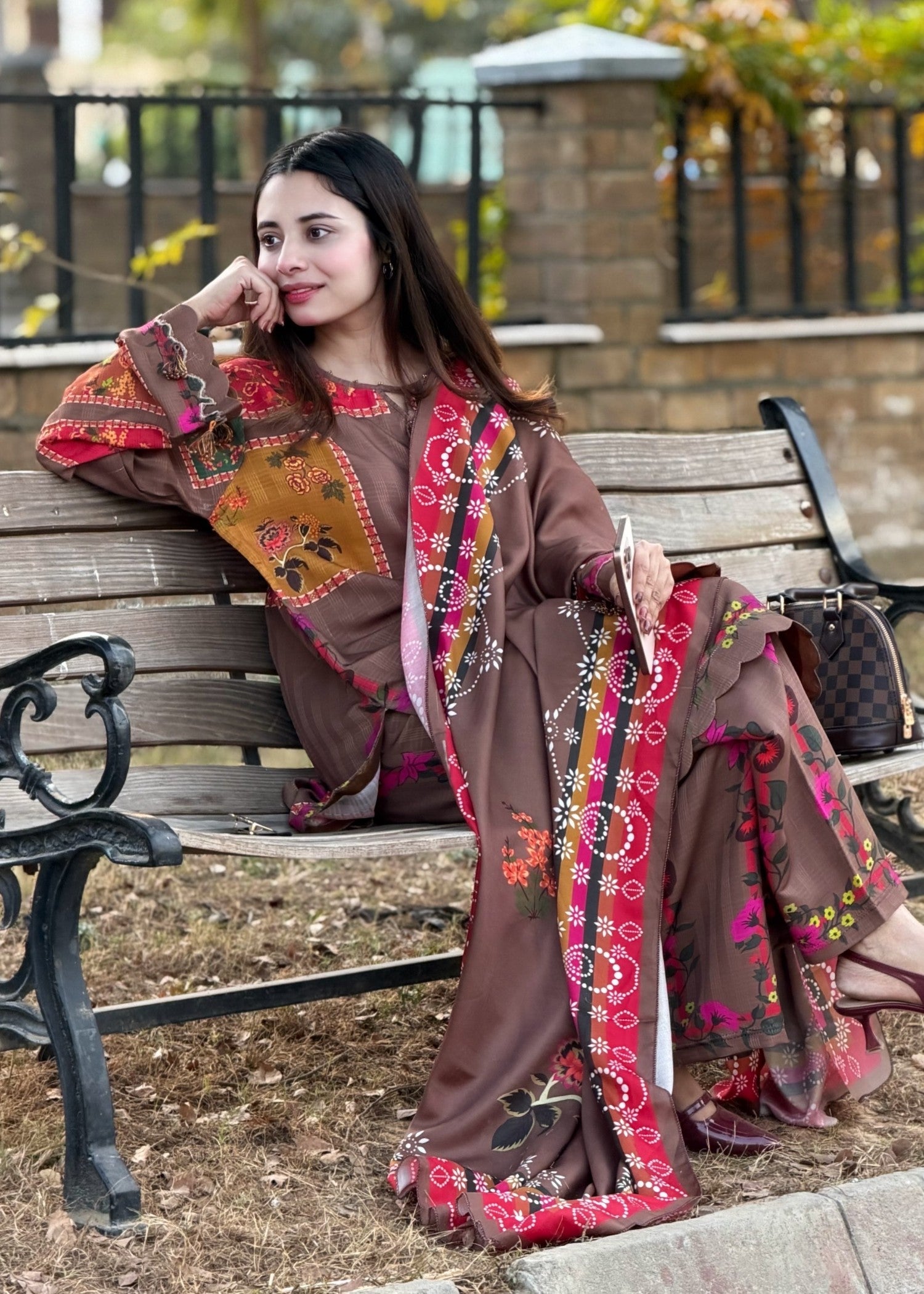 jacquard viscose Kurta Set in Multi