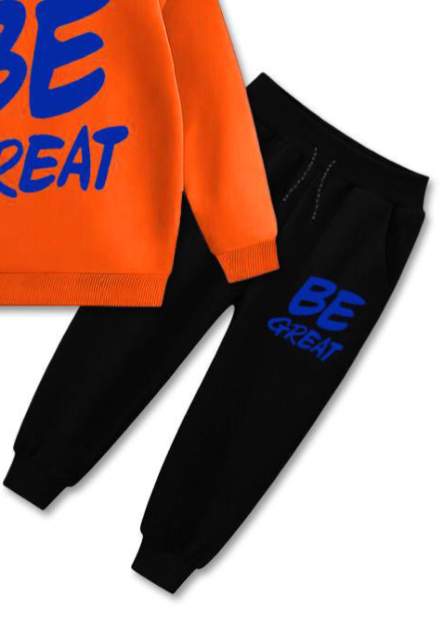 fleece Tracksuit in Orange, black
