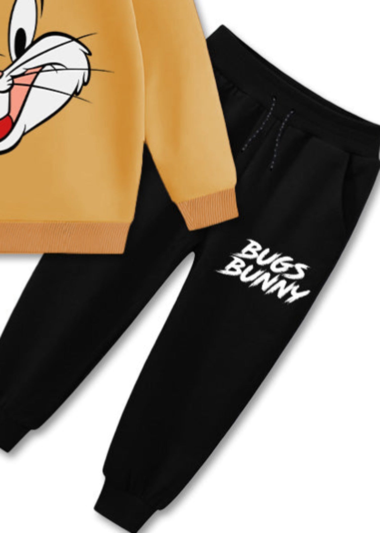 fleece Tracksuit in Black, mustard