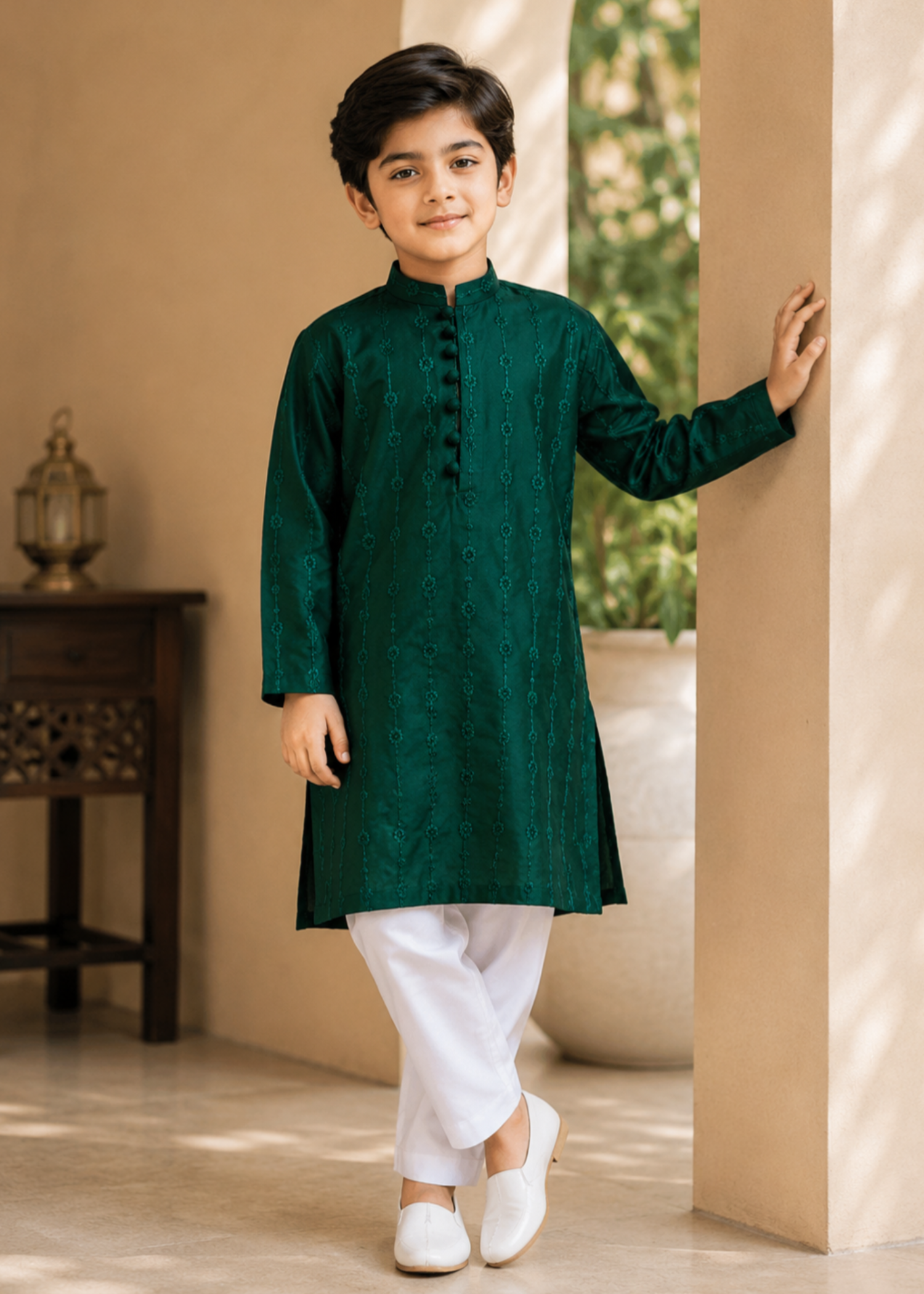 wash & wear Kurta Set in Emerald green