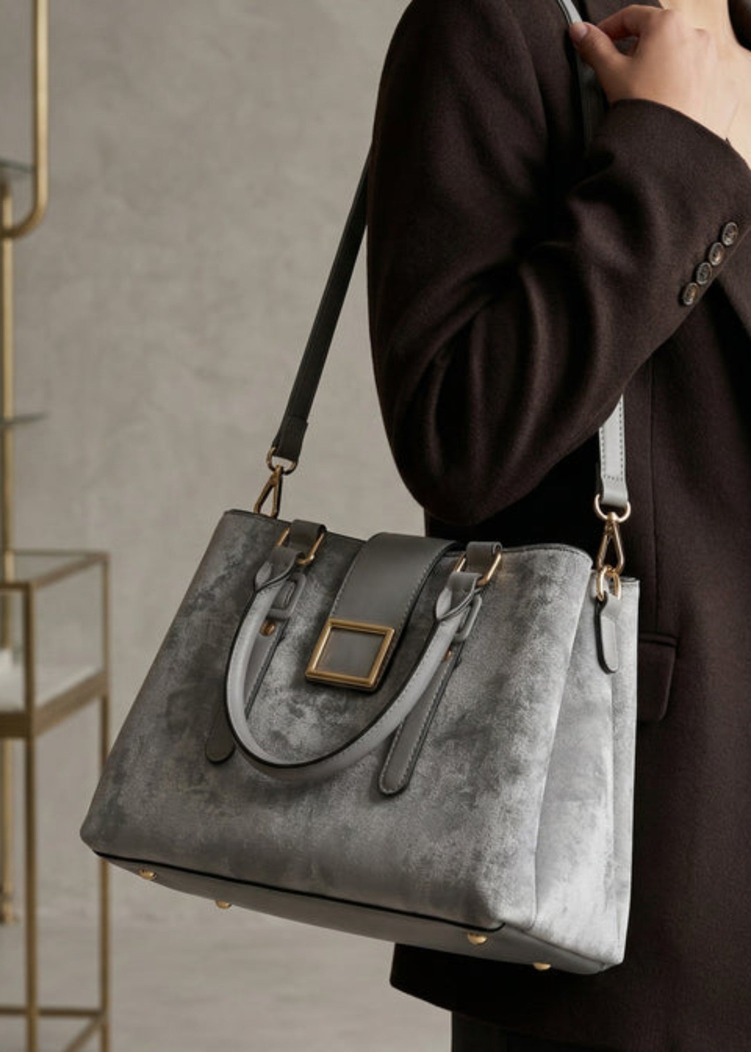 Shoulder Bag in Steal grey Color by - Trendy Women Shoulder Bag HCH3845