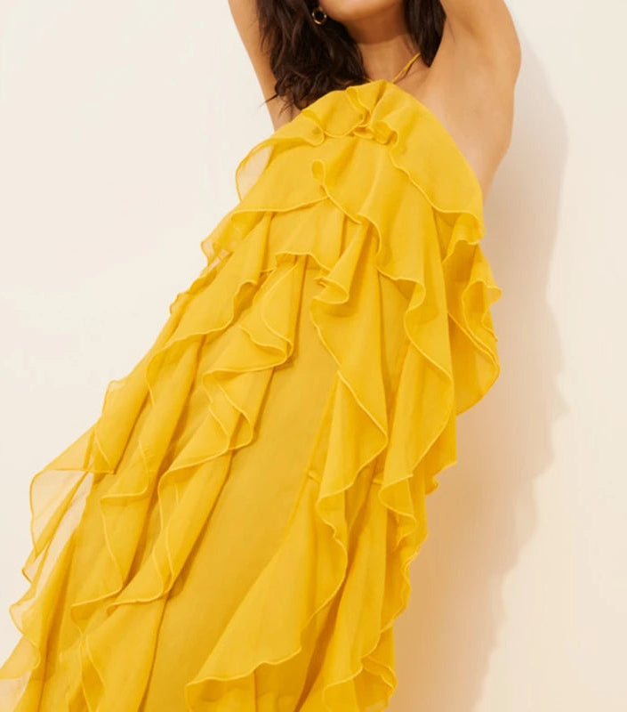 VIOLET RUFFLED DRESS