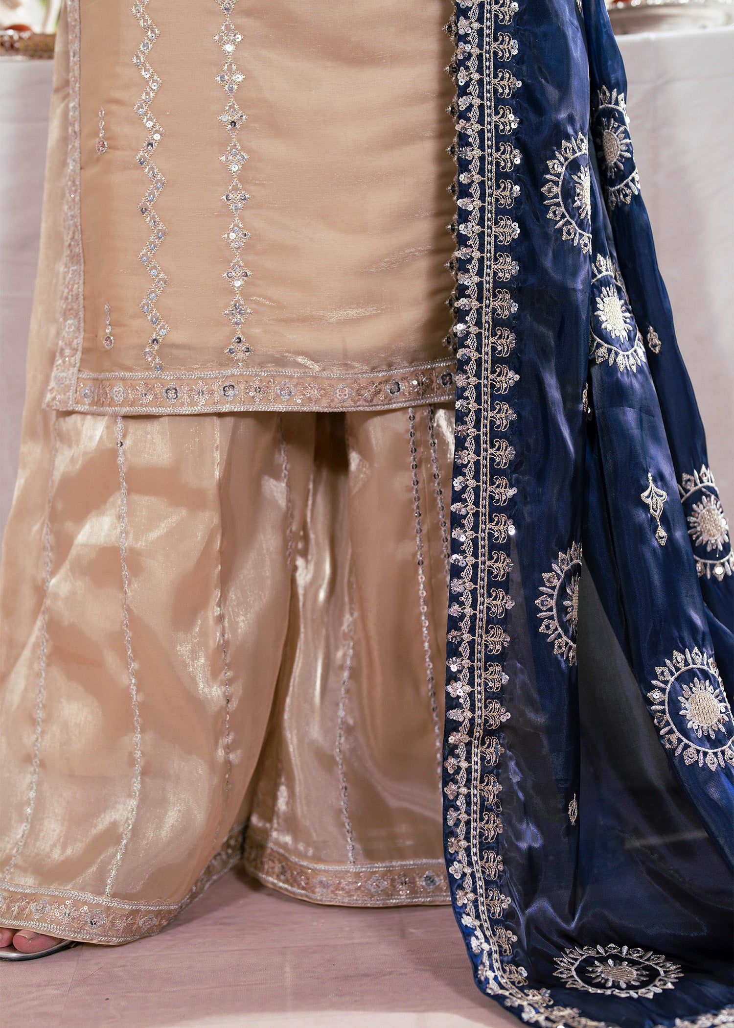 silk Kurta Set in Champagne