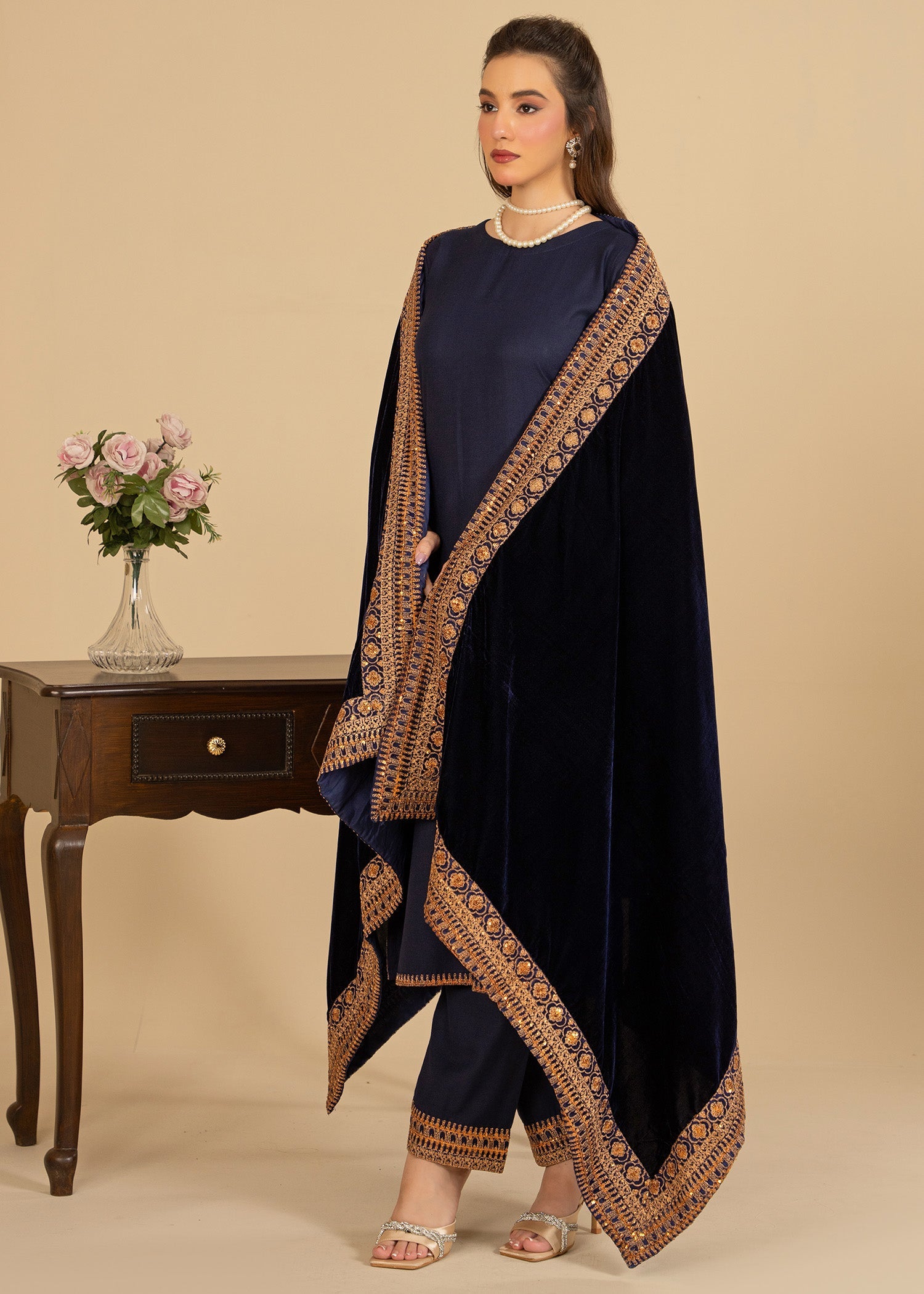 dhanak Kurta Set in Blue