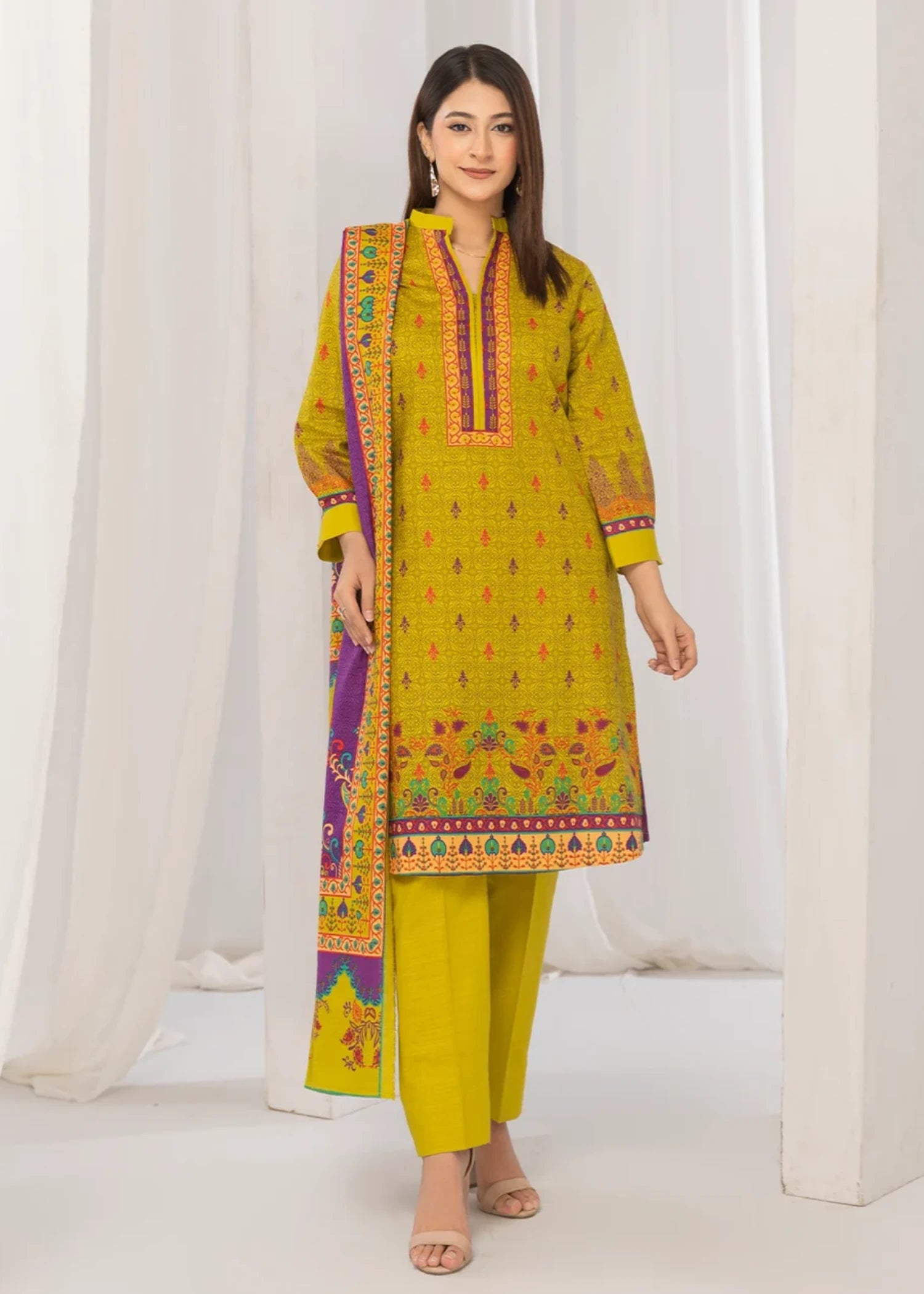 khaddar Unstitched in Goldenrod