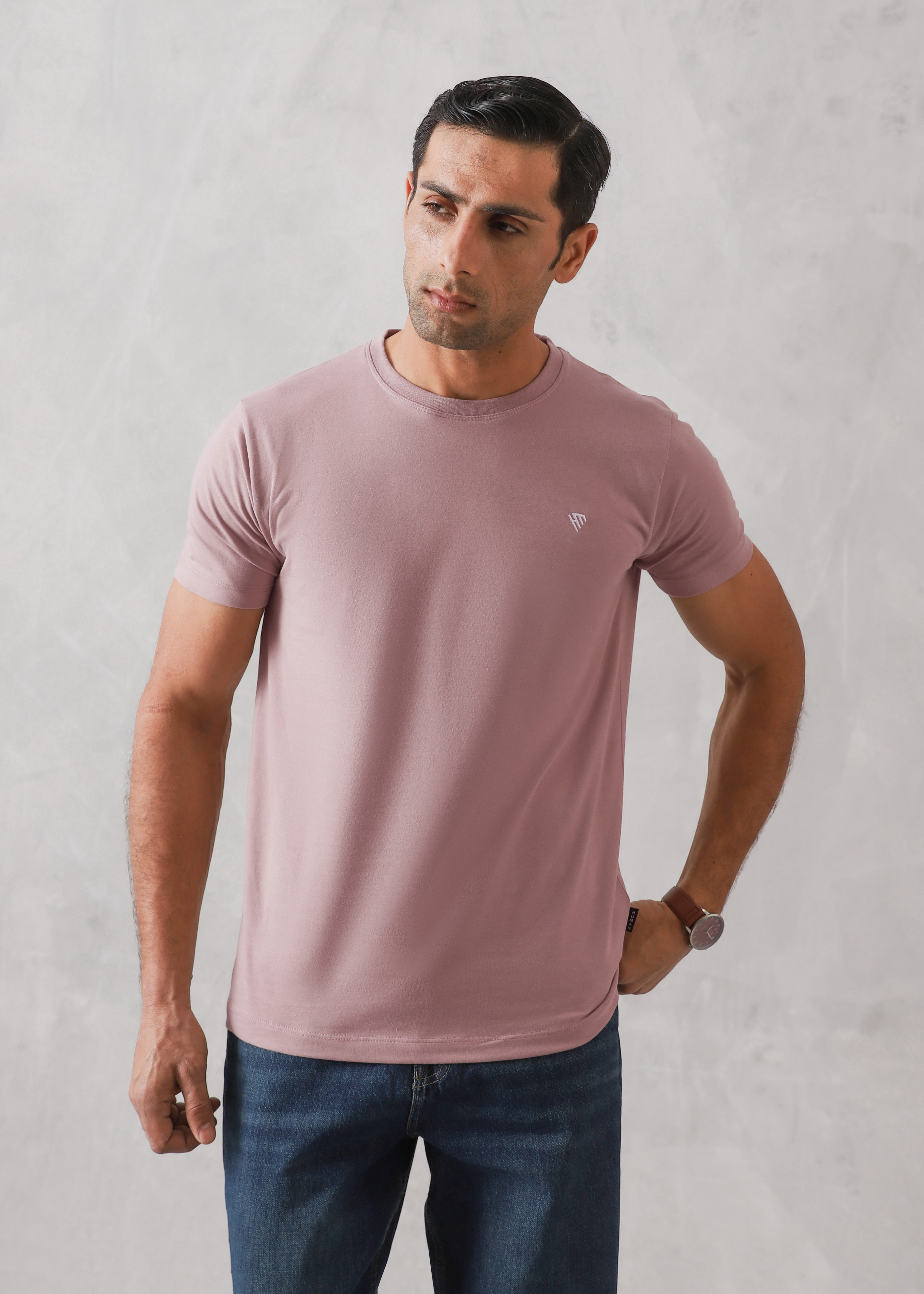 cotton T Shirt in Mauve pink