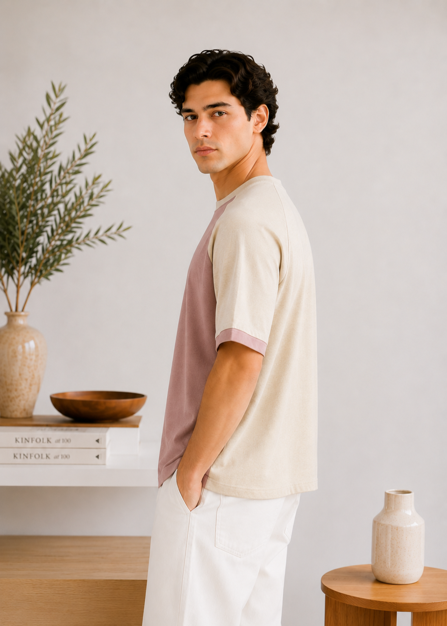 cotton T Shirt in Pale pink