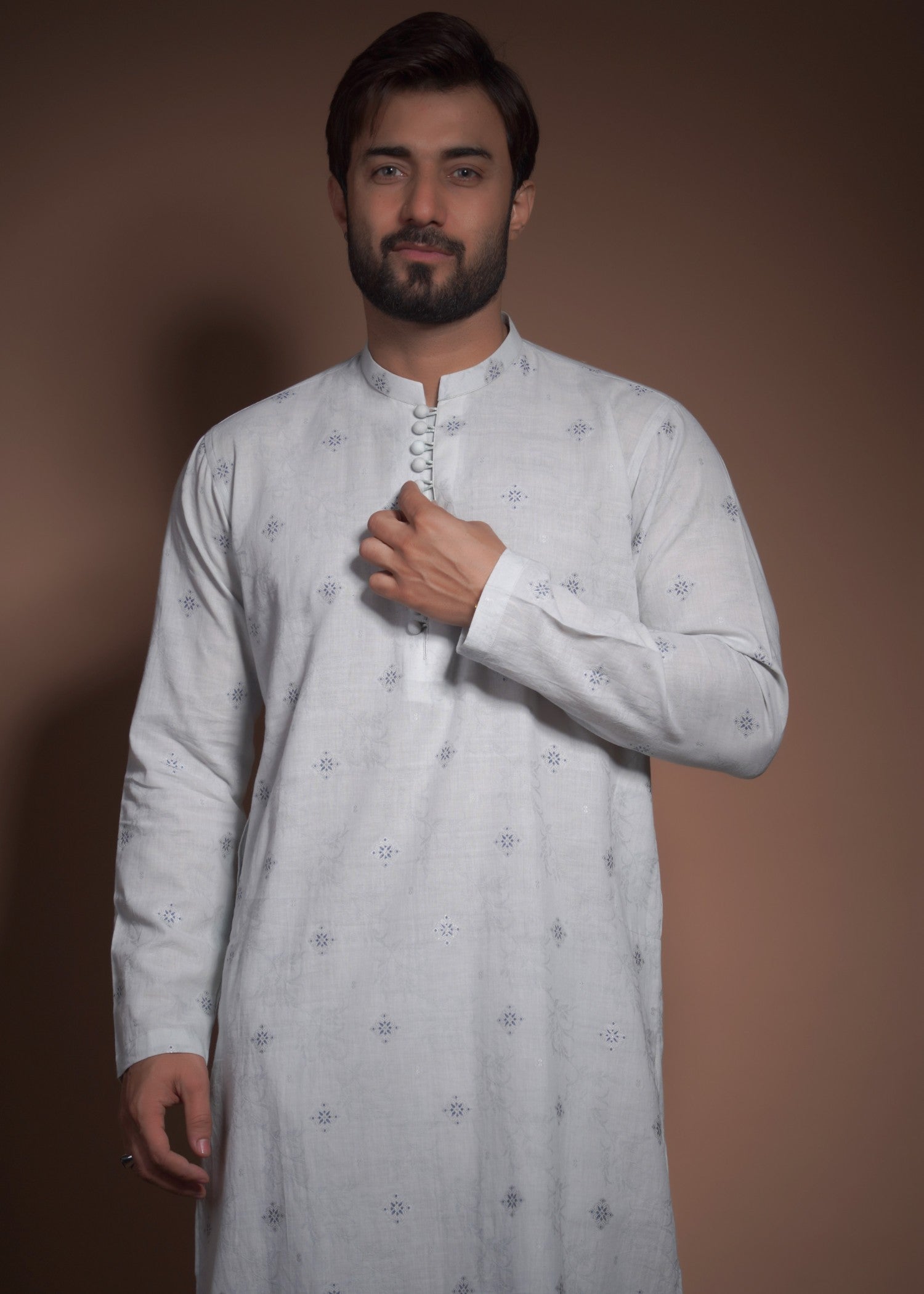 cotton Kurta Set in Ice blue