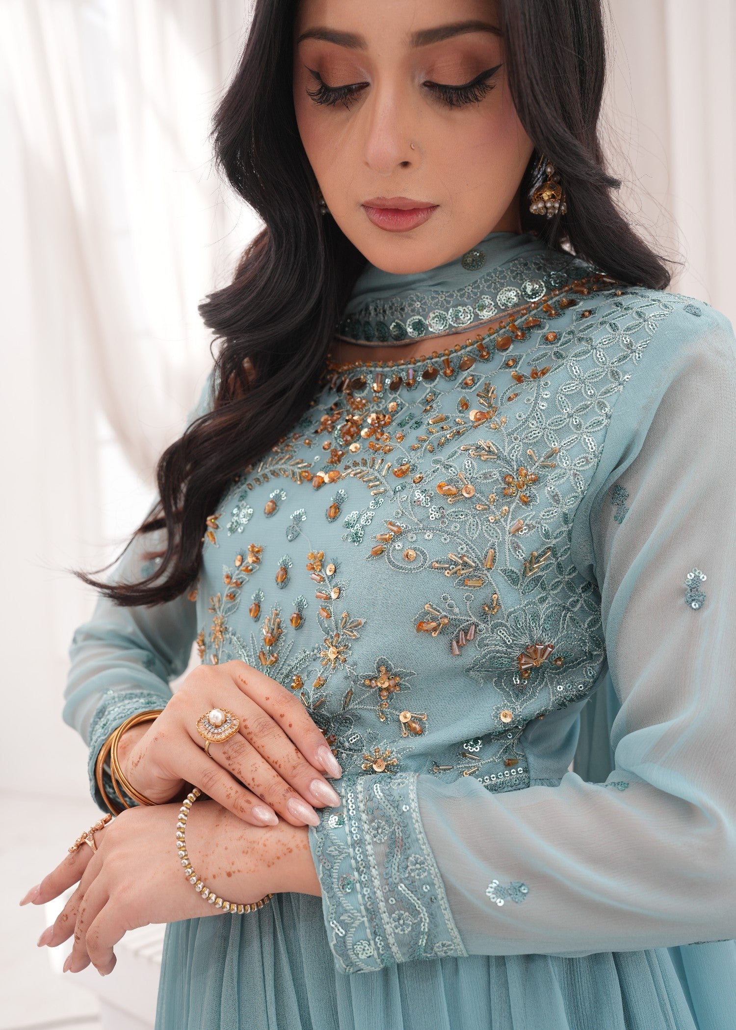 crinkle chiffon Maxi in Powder blue