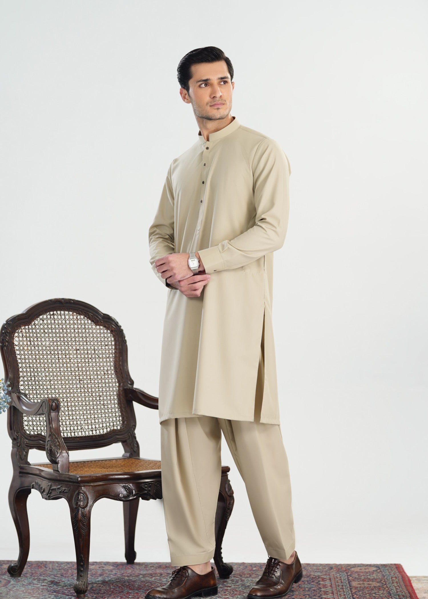 suiting Shalwar Kameez in Ivory