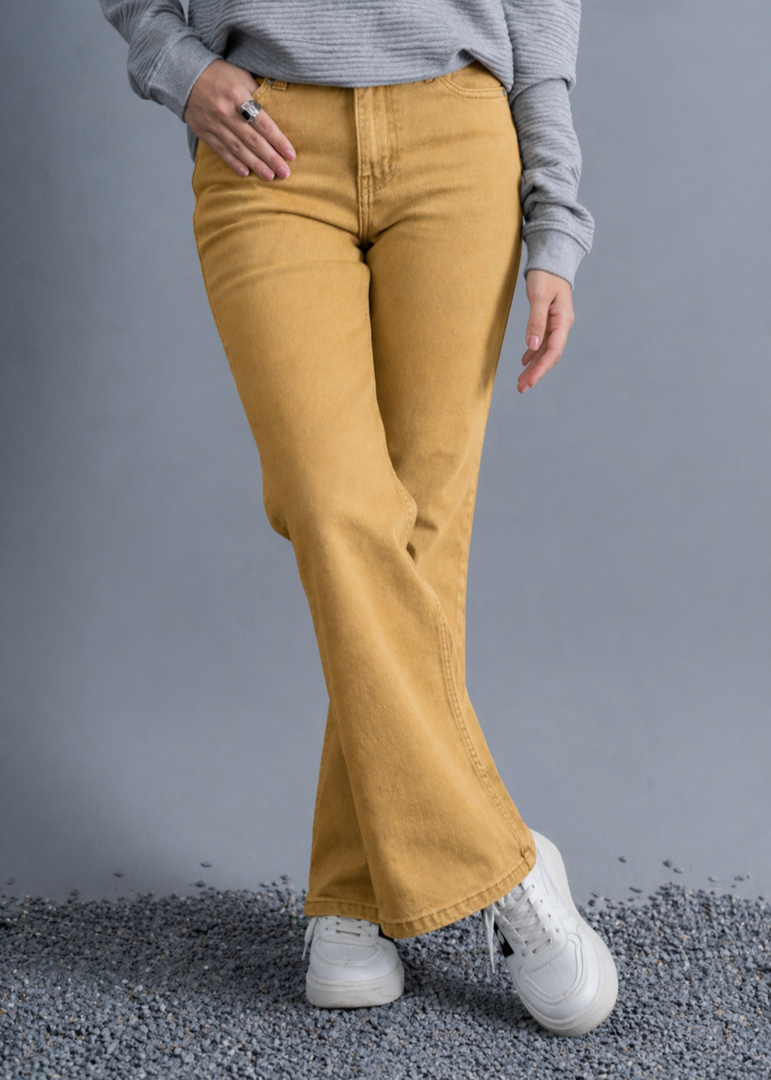 cotton Jeans in Mustard