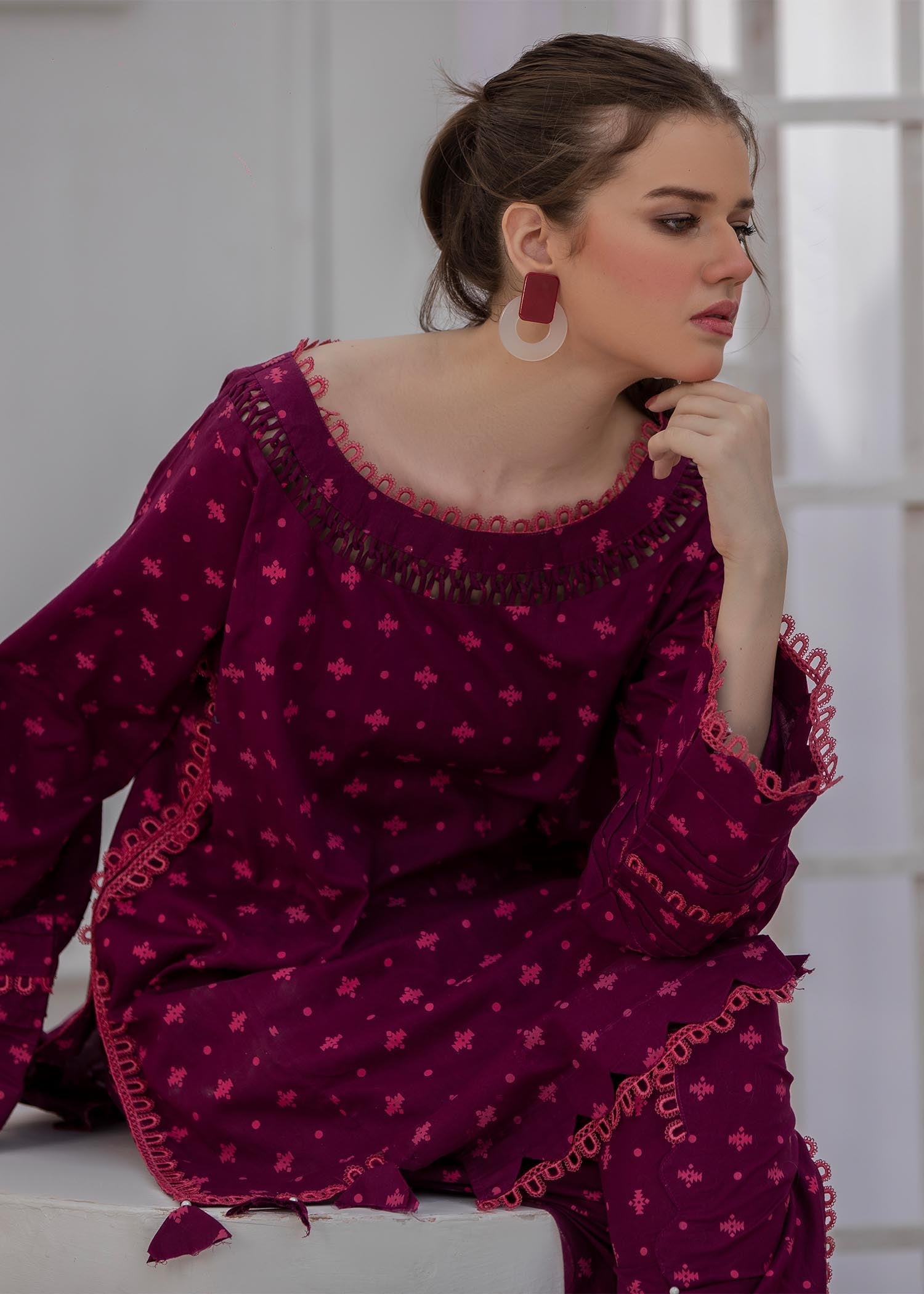cotton Co Ord Sets in Magenta