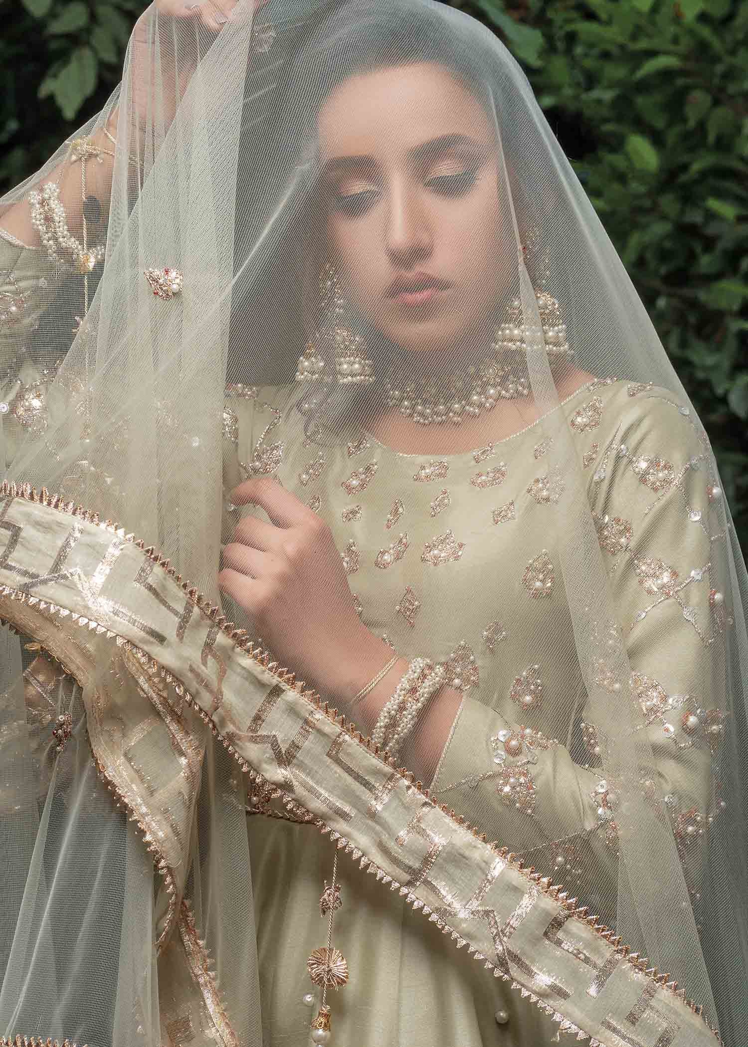 silk Pishwas in Mint green