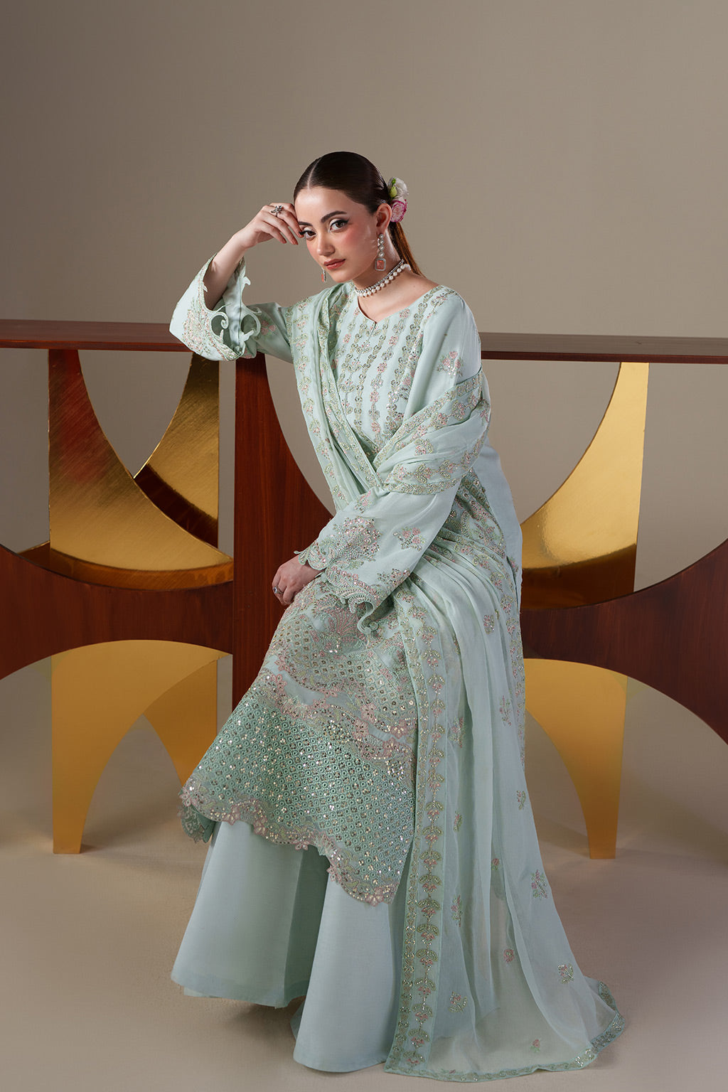 chiffon Sharara in Sage green
