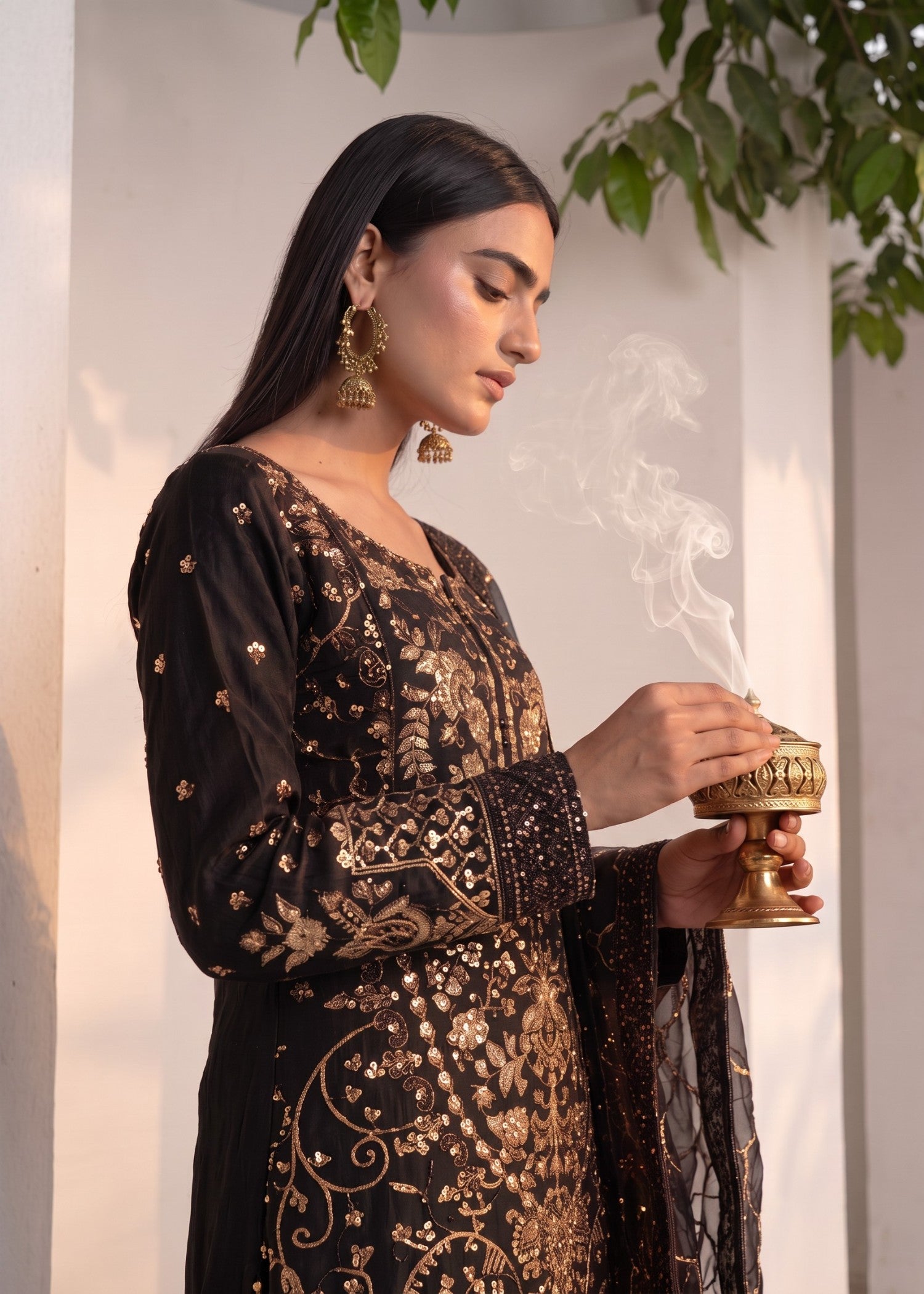 viscose Gharara in Black