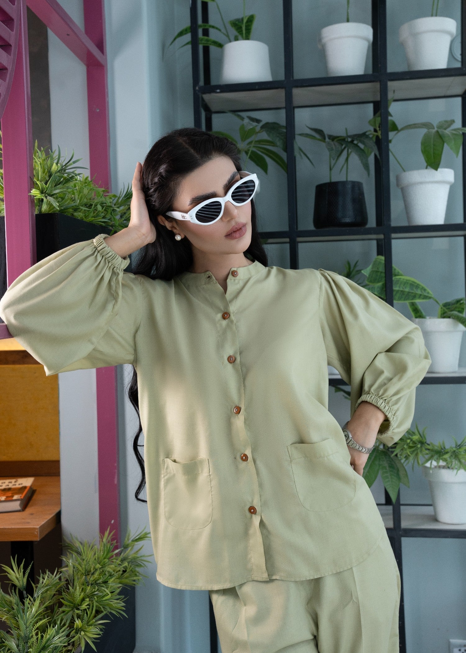 tropical Co Ord Sets in Sage green