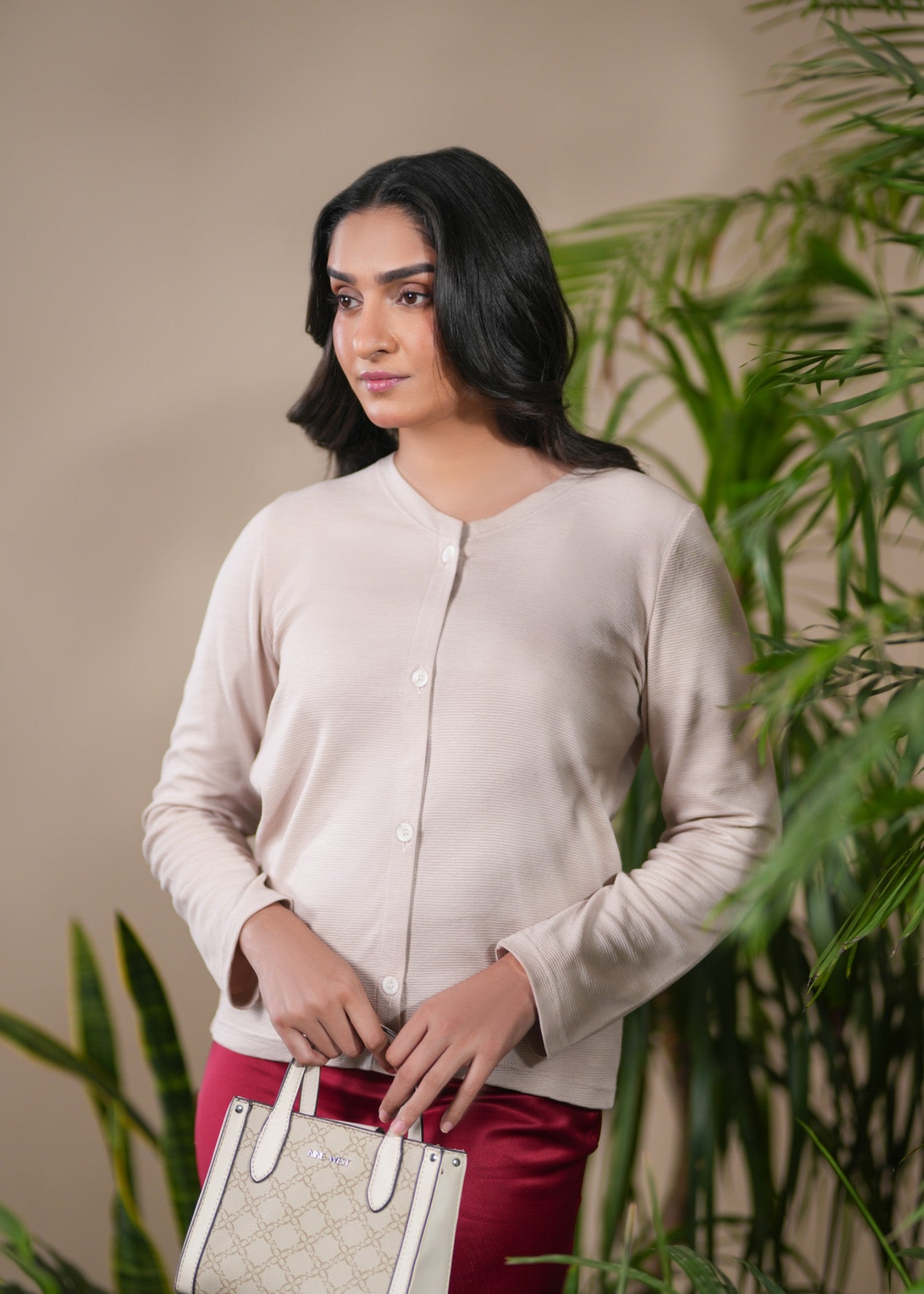 jersey knit Cardigan in Peach pink