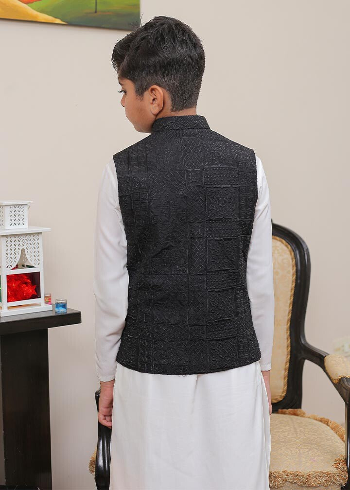 banarsi silk Waistcoat in Black