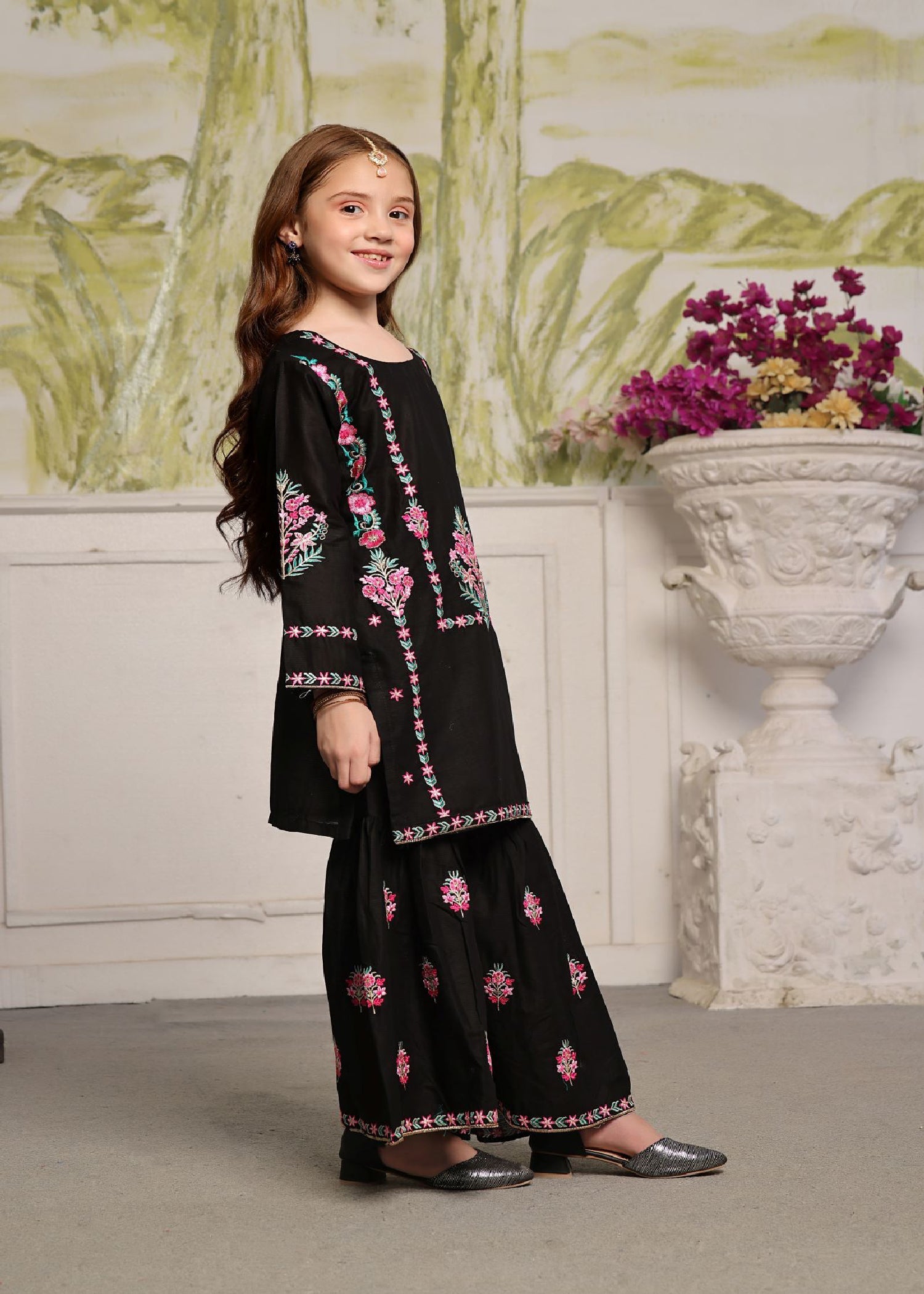 cotton Gharara in Black