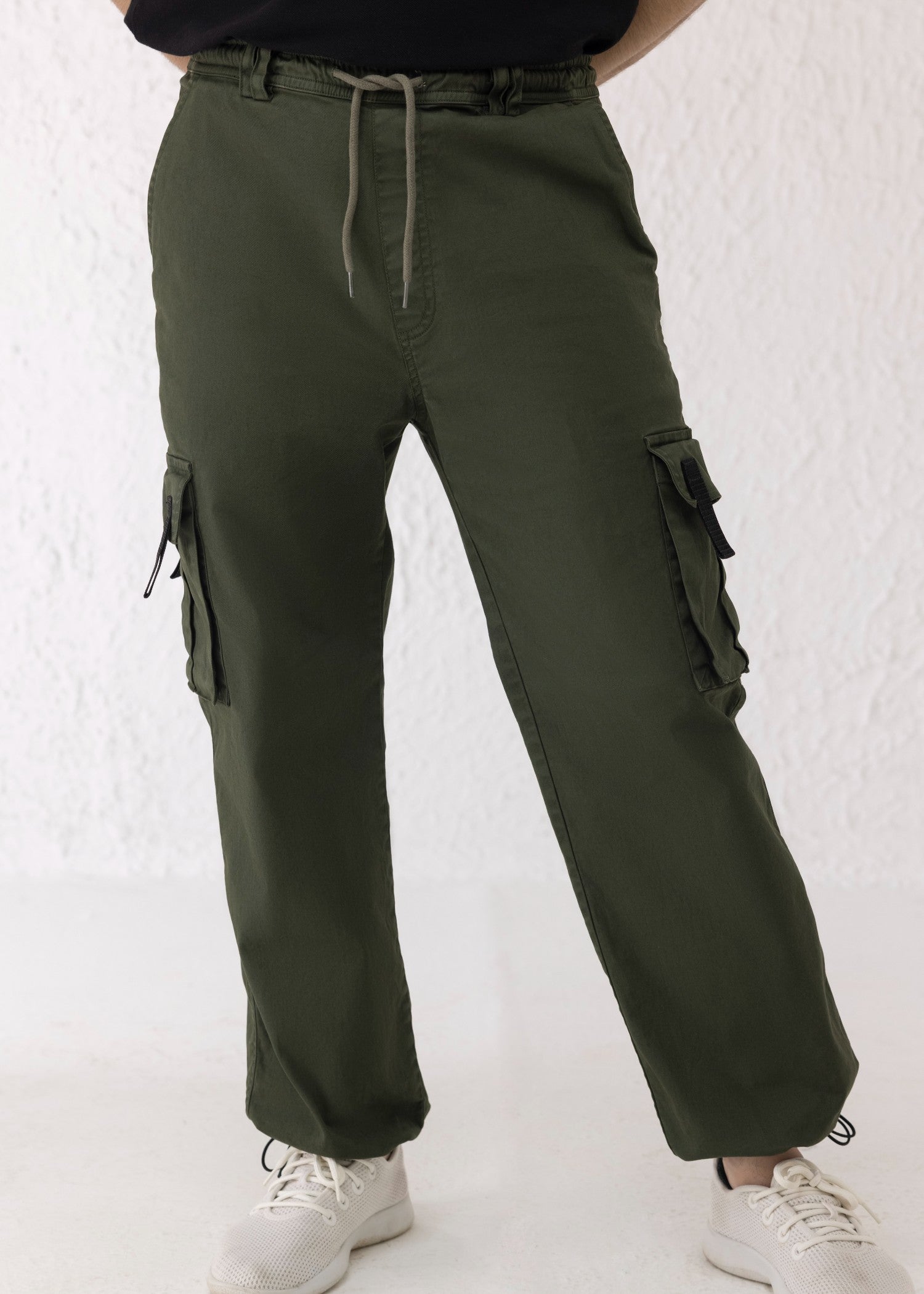 twill cotton Trousers in Olive green