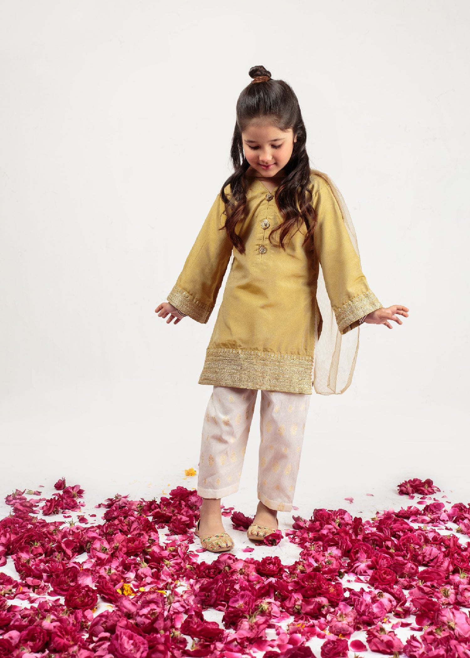 cotton silk Kurta Set in Yellow
