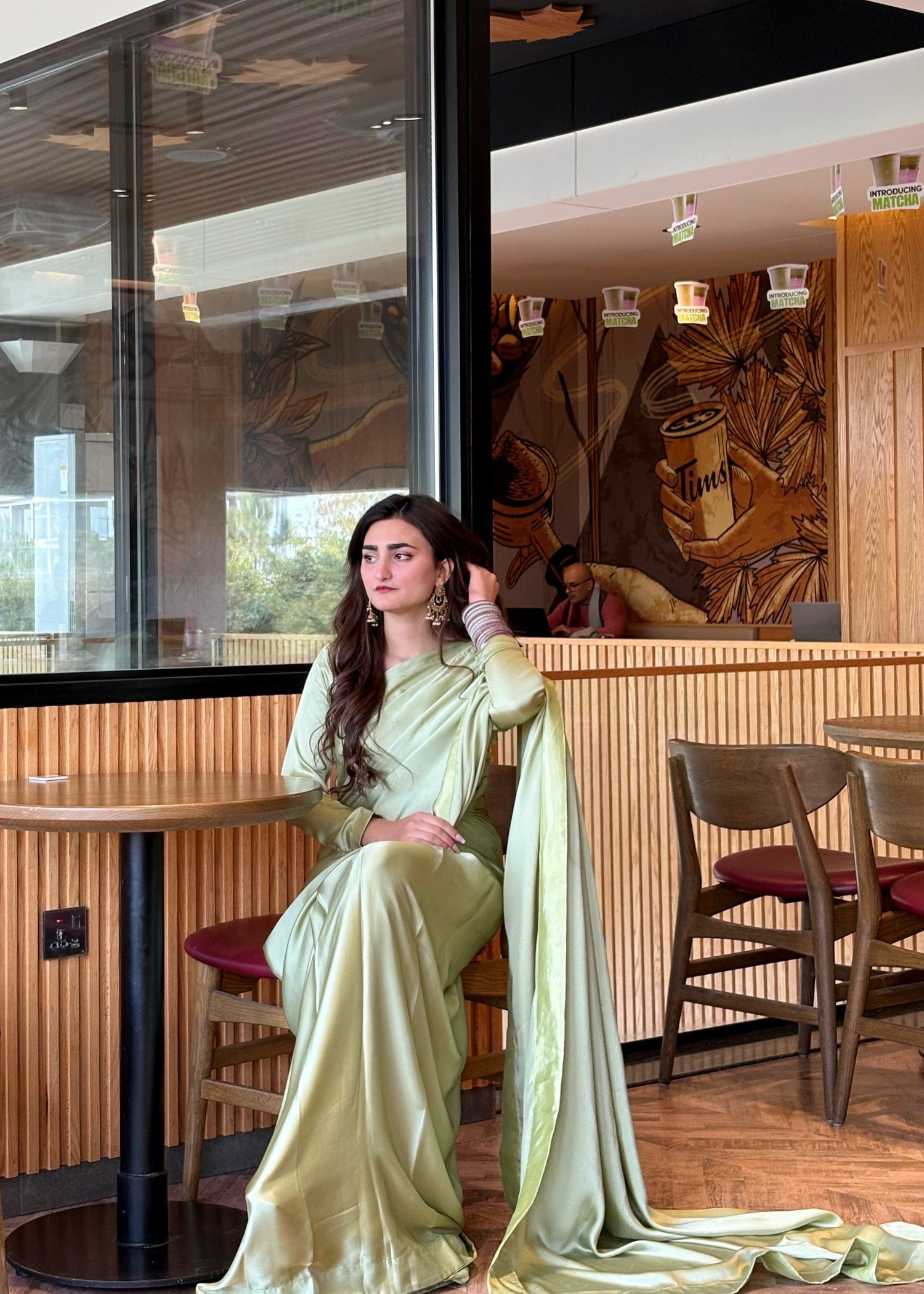 silk Saree in Pistachio green