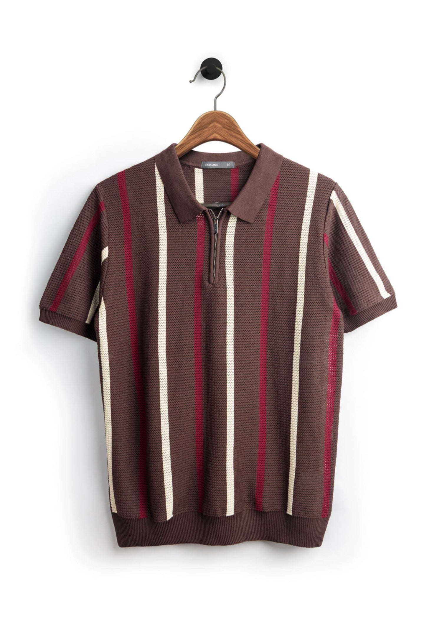 cotton Polo Shirt in Coffee brown, maroon, white