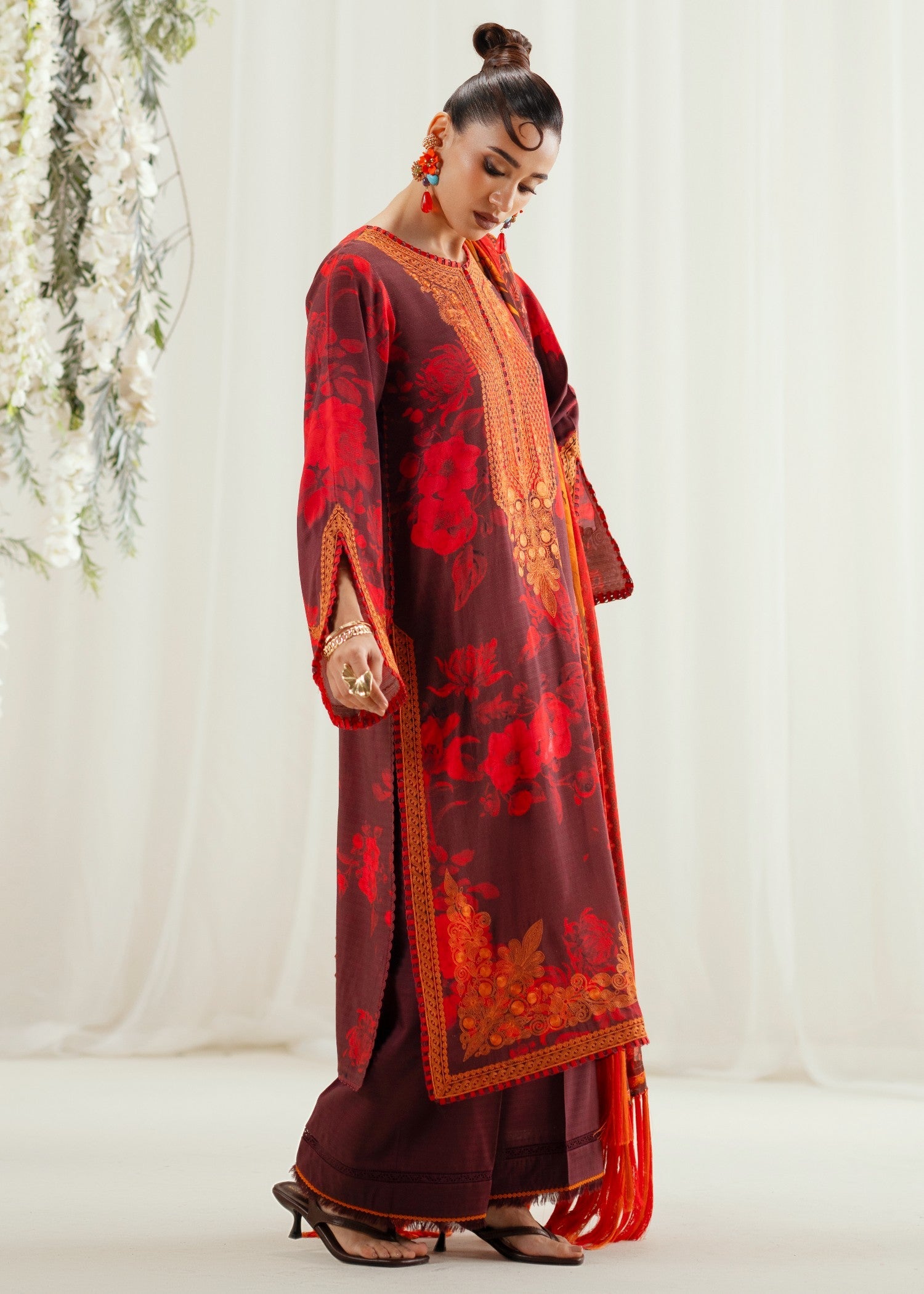 viscose Unstitched in Maroon