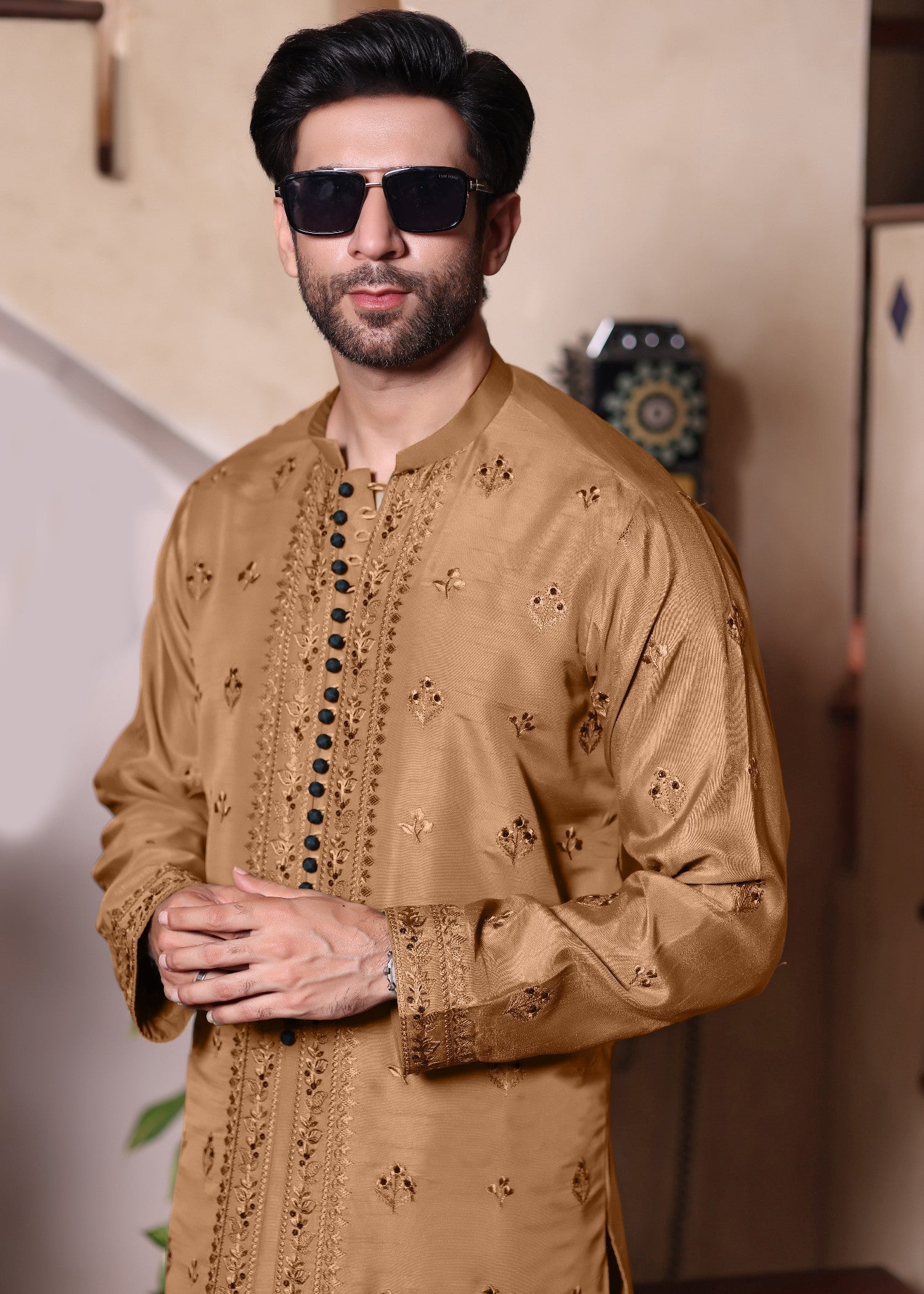 pk raw silk Kurta Set in Tangerine