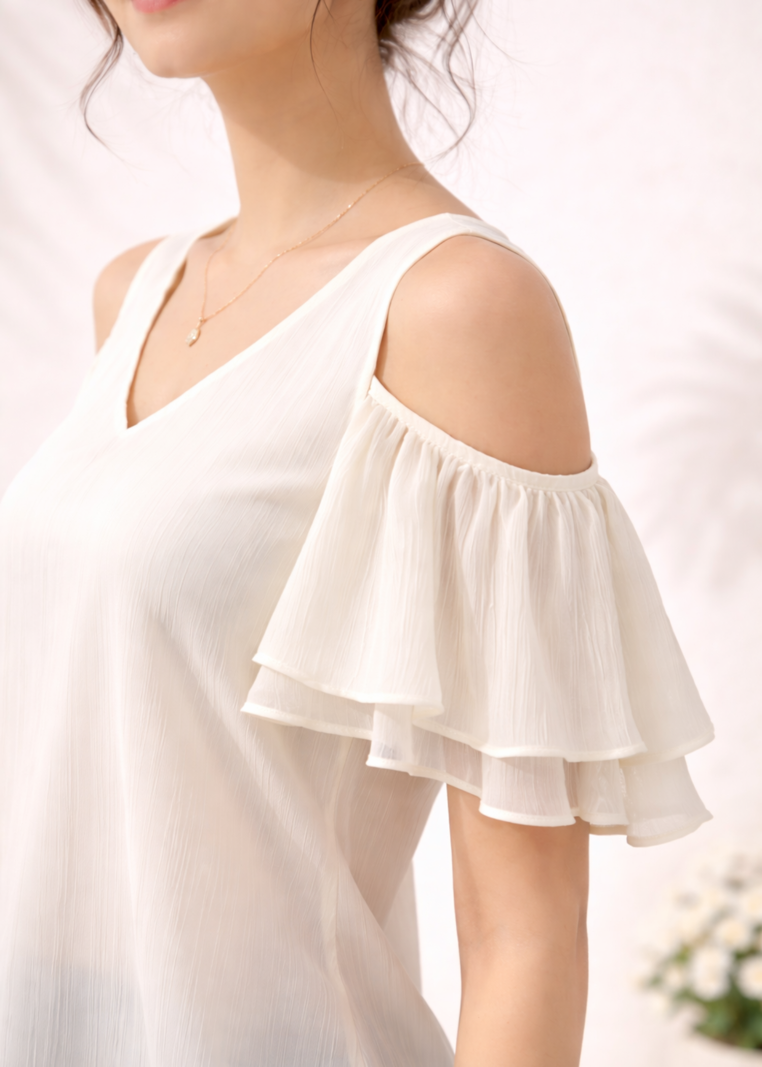 chiffon Tunic in Off-white