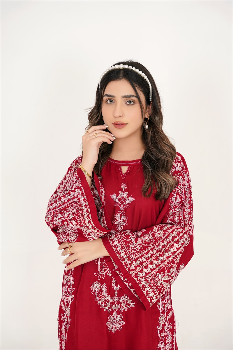 blended linen Kurta Set in Maroon