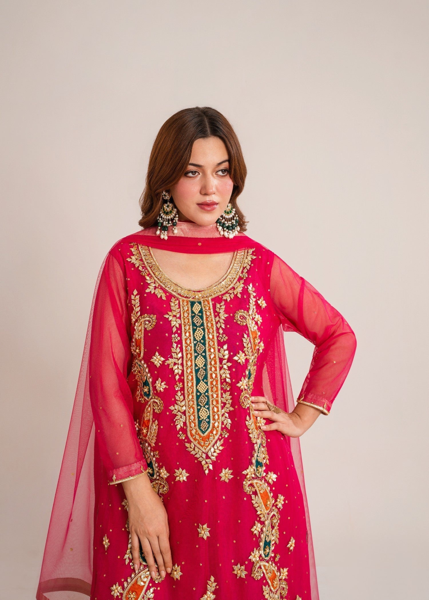 net Sharara in Shocking pink