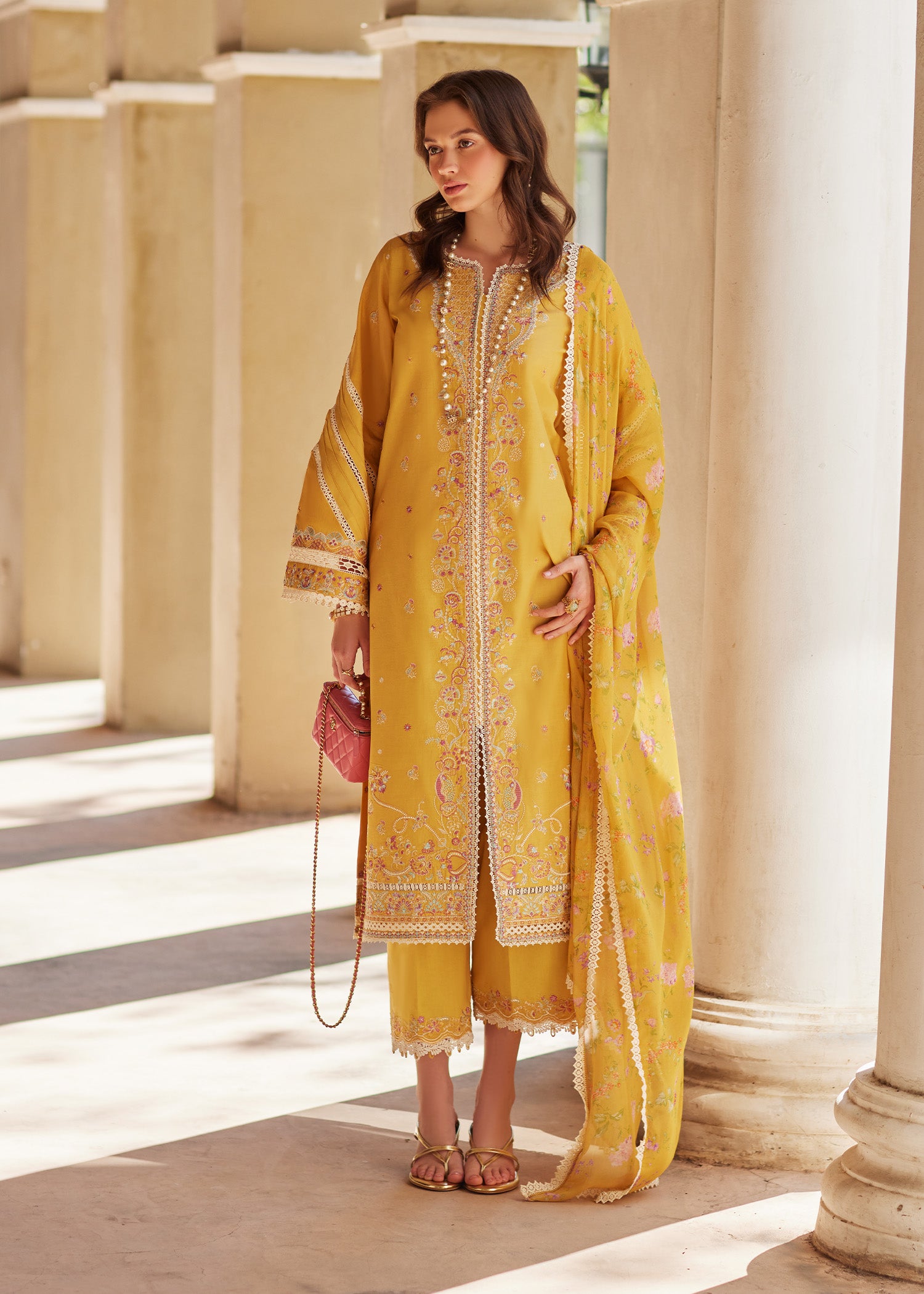 lawn Kurta Set in Marigold